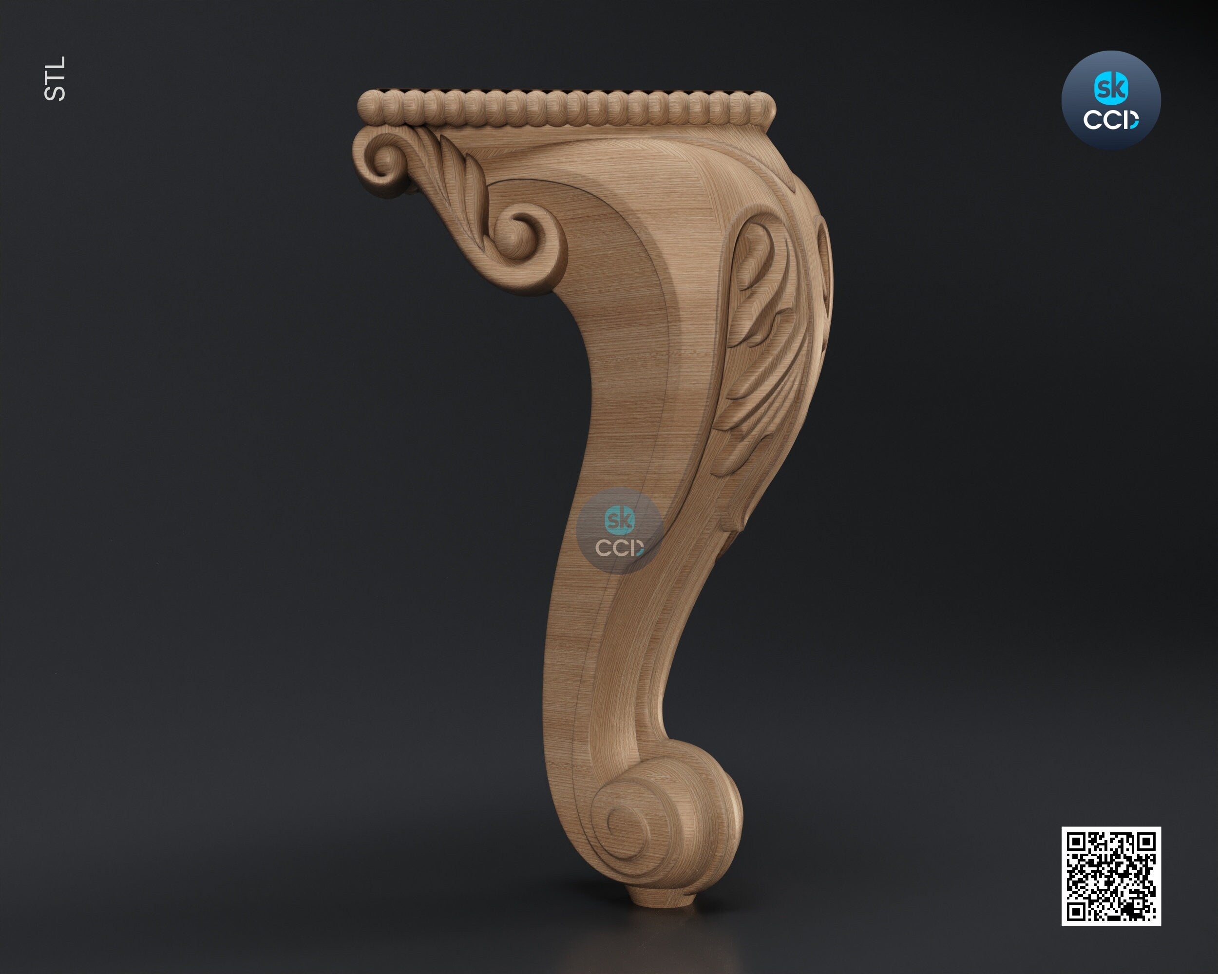 Furniture Leg 3D Model For Cnc Router, Wood Carving Digital File, Column Design, Model No. SKWL1020
