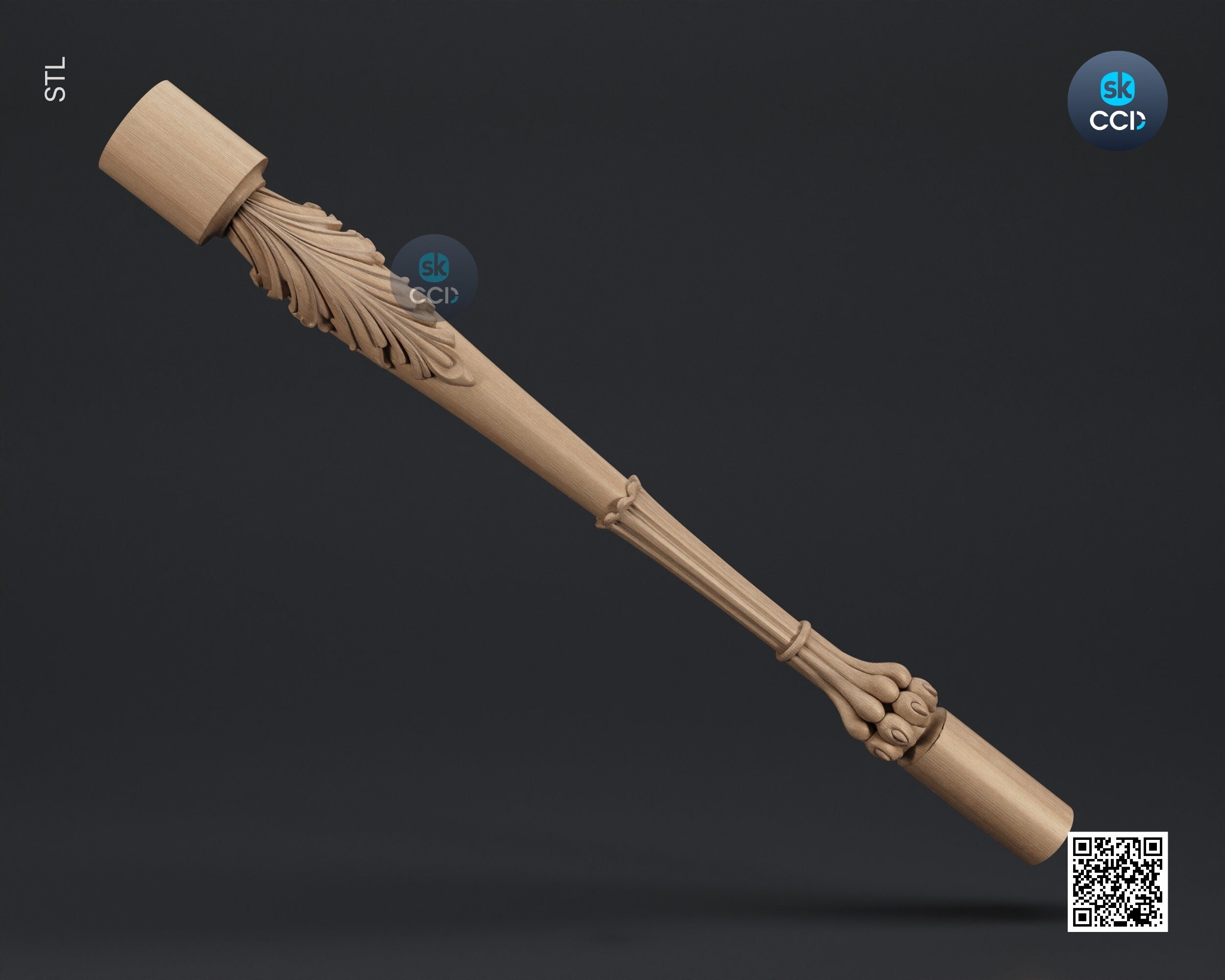 Furniture Leg 3D Model For Cnc Router, Wood Carving Digital File, Column Design, Model No. SKWL1001