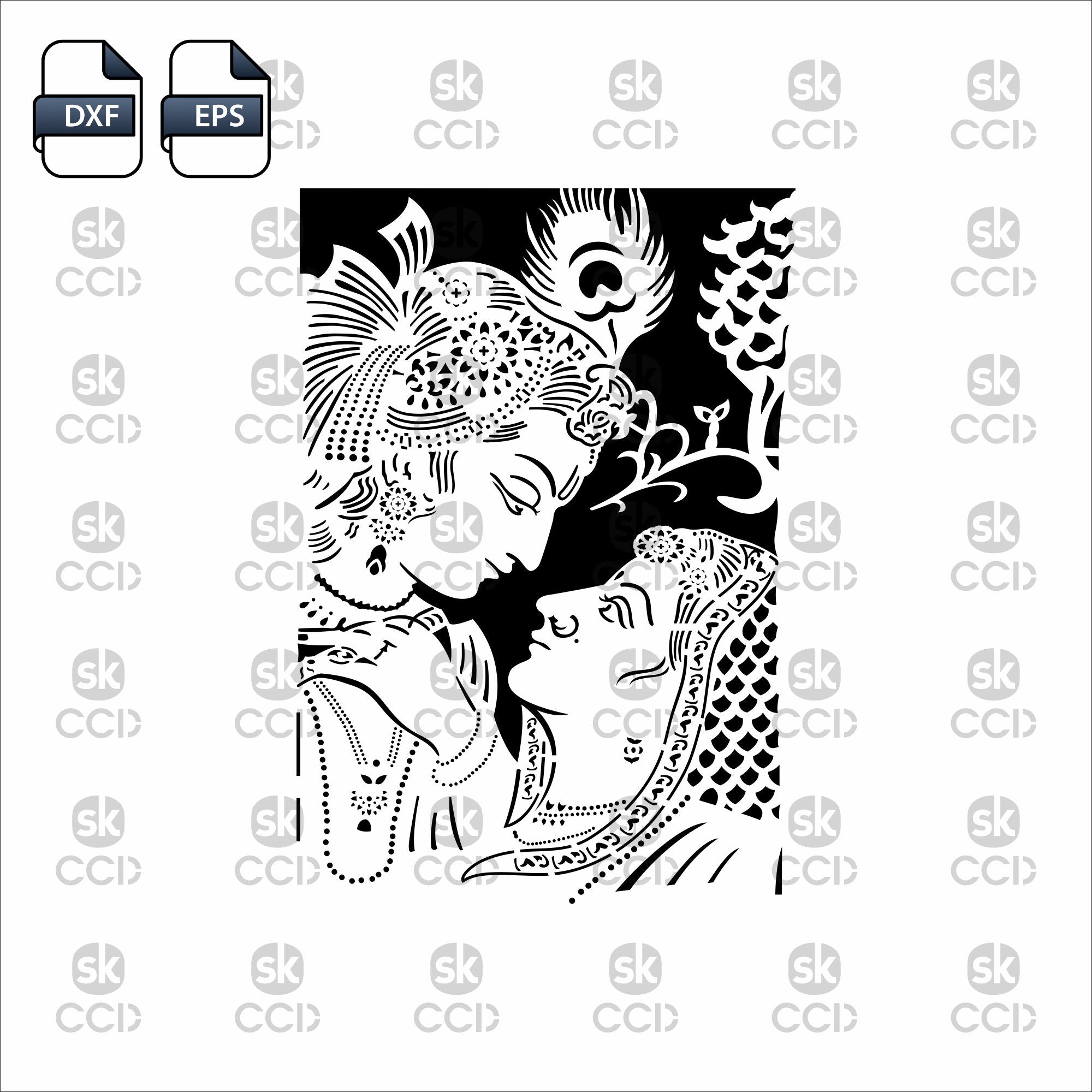 Radha Krishna | Indian God | Wall Decor | Laser Cutting | DXF Vector | Cnc Instant Download File | Digital Design