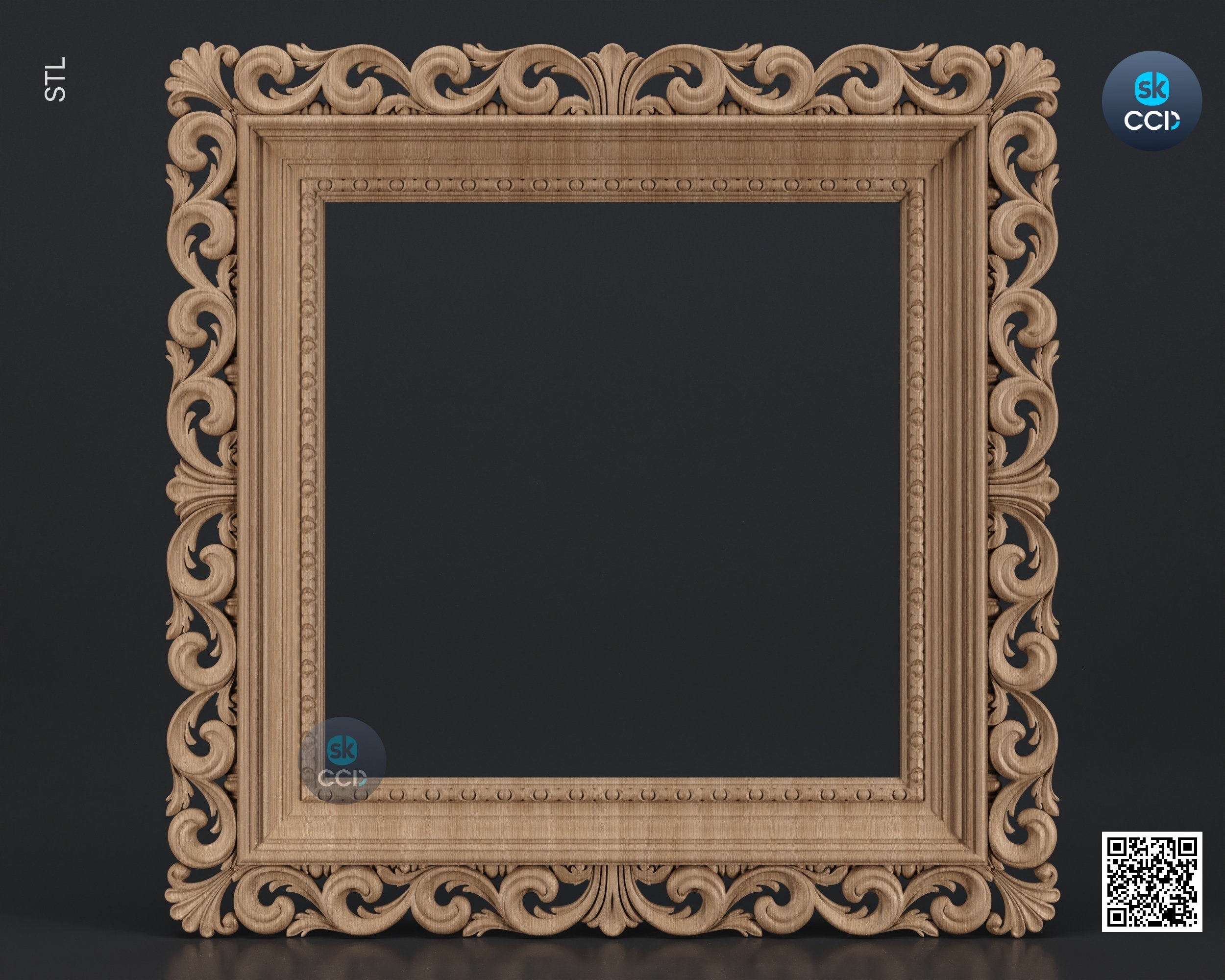 Carved Frame STL 3D Model, Carvign Frame, CNC Router Carving ArtCAM File, CNC files, Wood, Art, Wall Decor SKWF1062