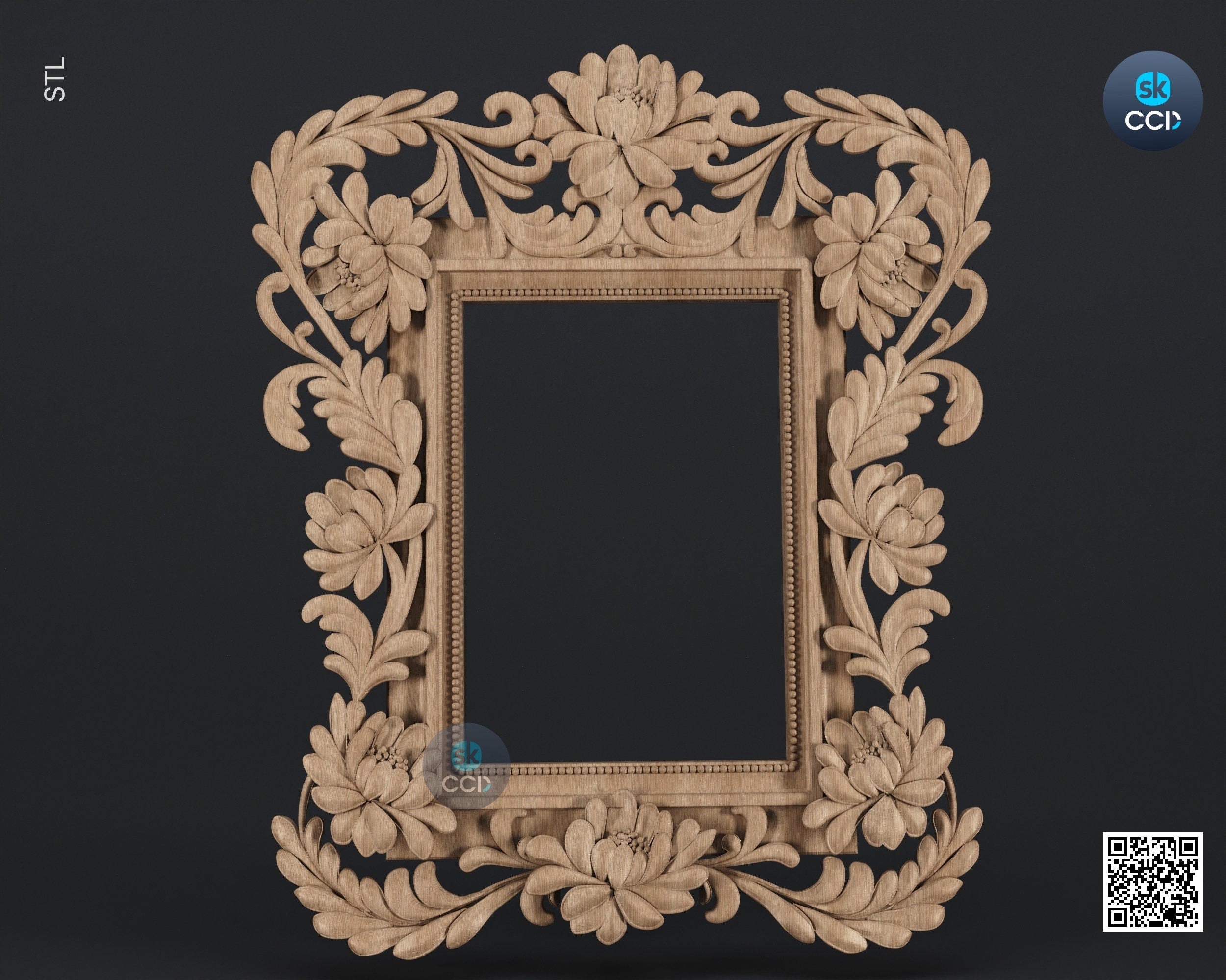 Carved Frame STL 3D Model, Carvign Frame, CNC Router Carving ArtCAM File, CNC files, Wood, Art, Wall Decor SKWF10152