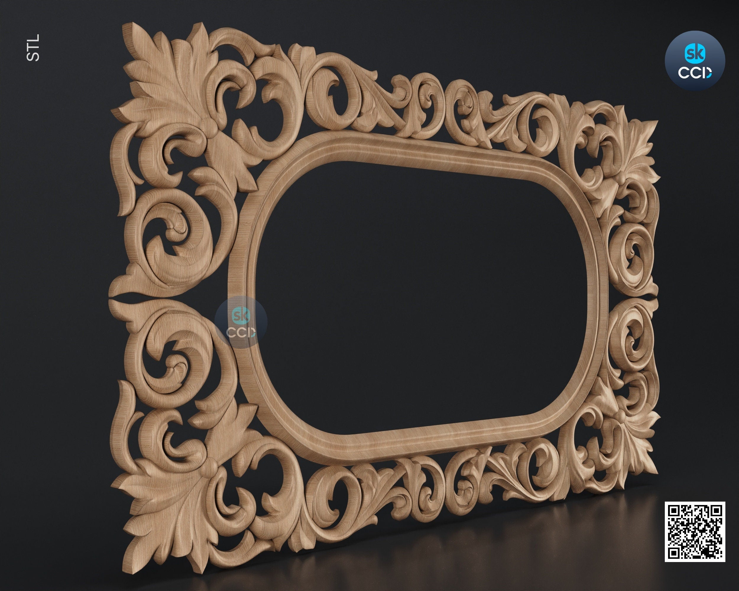 Carved Frame STL 3D Model, Carvign Frame, CNC Router Carving ArtCAM File, CNC files, Wood, Art, Wall Decor SKWF10133