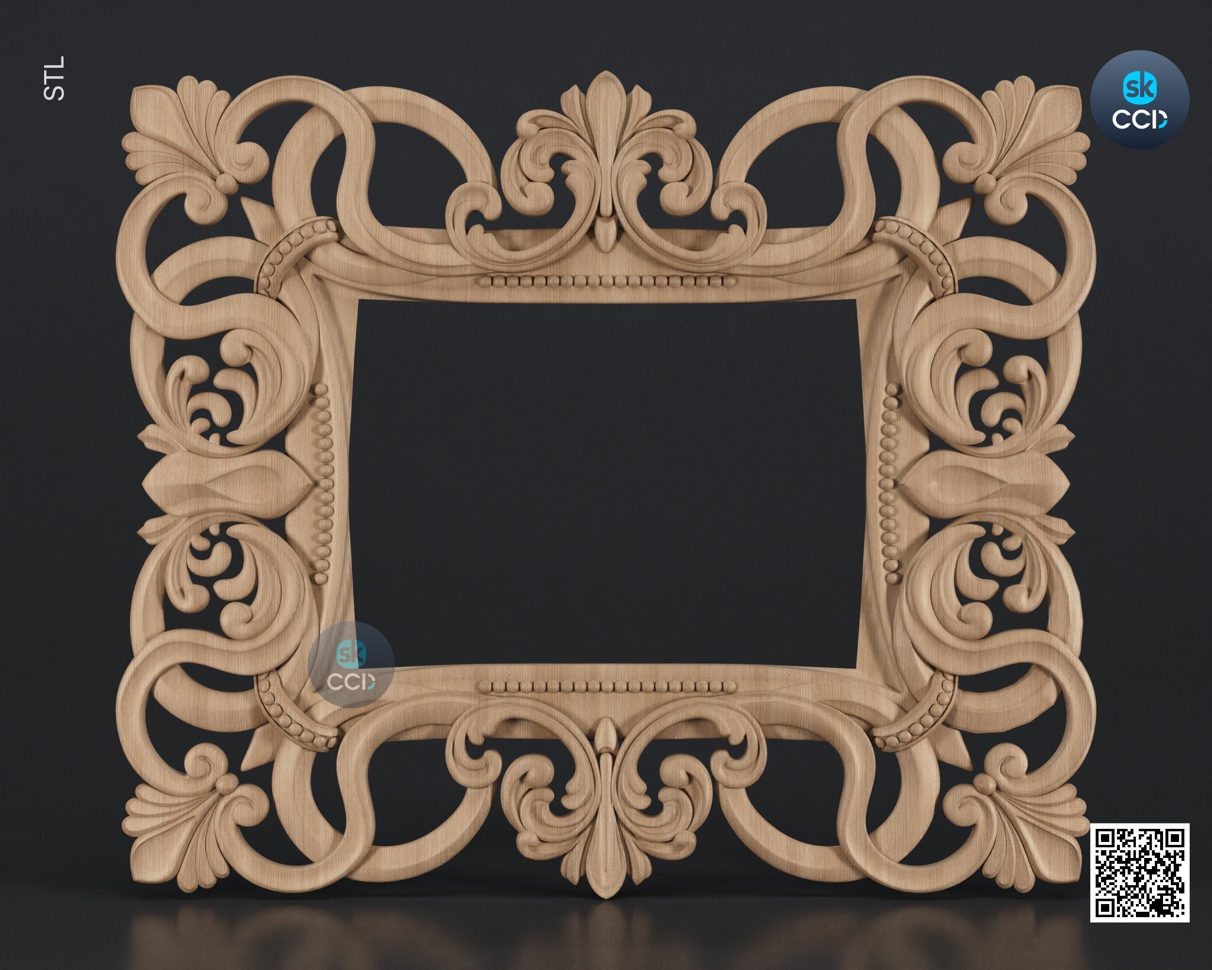 Carved Frame STL 3D Model, Carvign Frame, CNC Router Carving ArtCAM File, CNC files, Wood, Art, Wall Decor SKWF10158