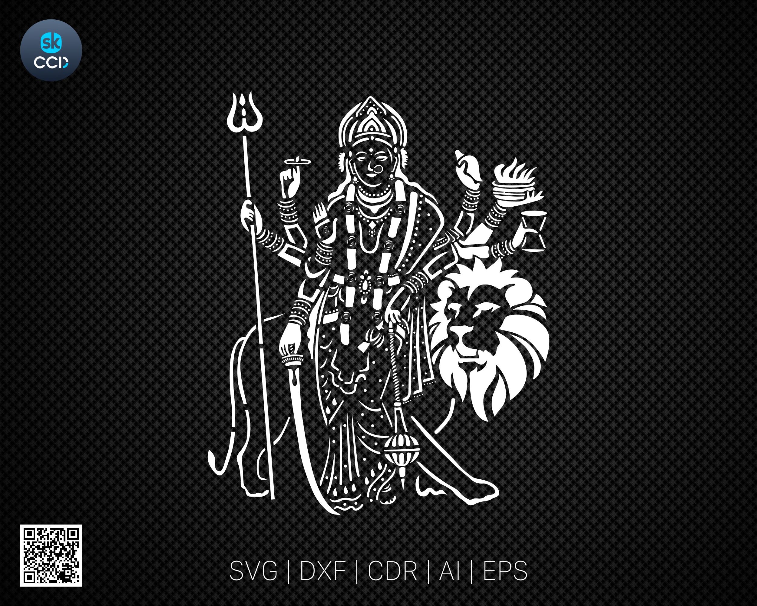 Maa Durga | Wall Art | Indian God |  | Laser Cutting Design | DXF Vector | Cnc Instant Download File | Cnc Digital Design