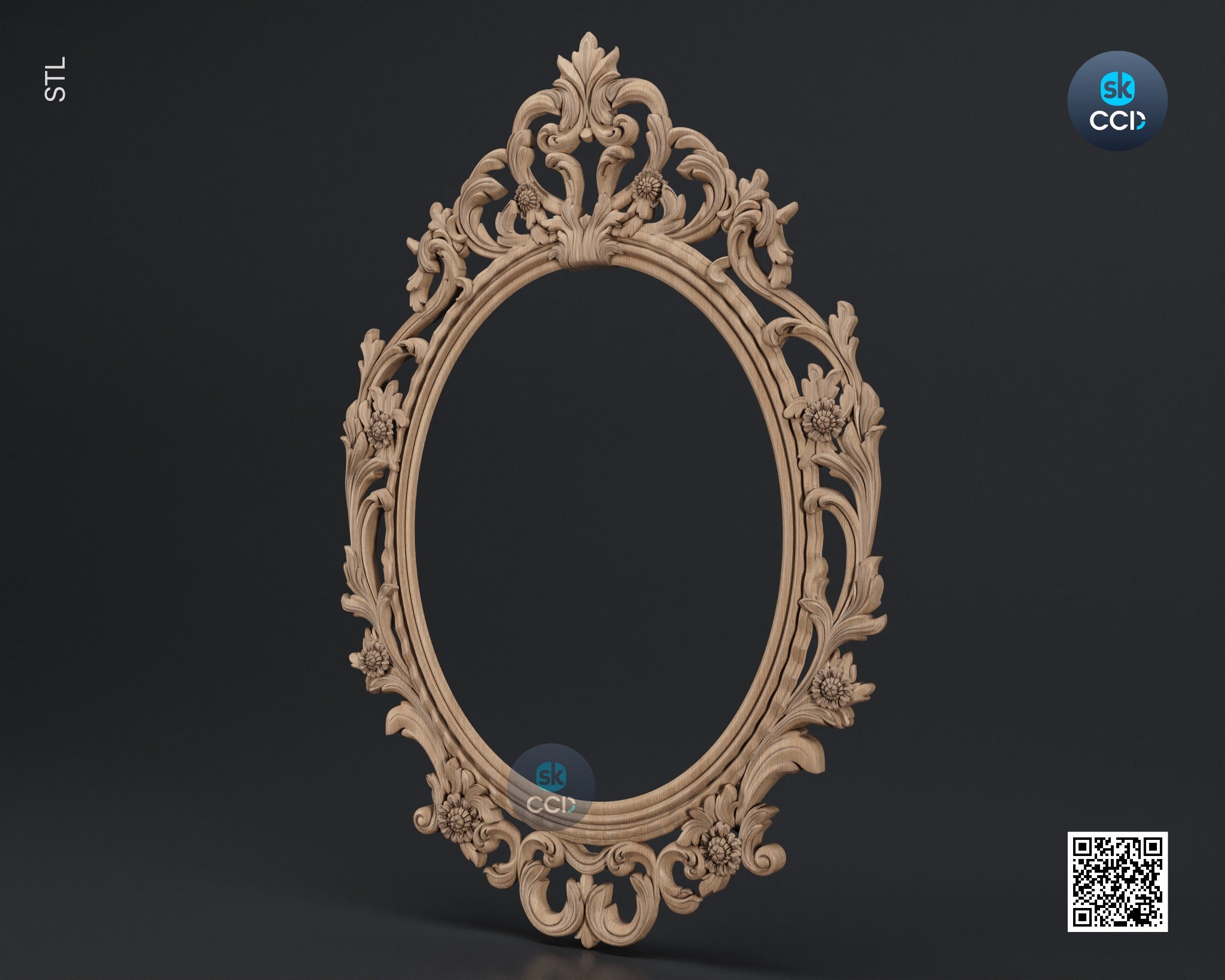 Carved Frame STL 3D Model, Carvign Frame, CNC Router Carving ArtCAM File, CNC files, Wood, Art, Wall Decor SKWF1009