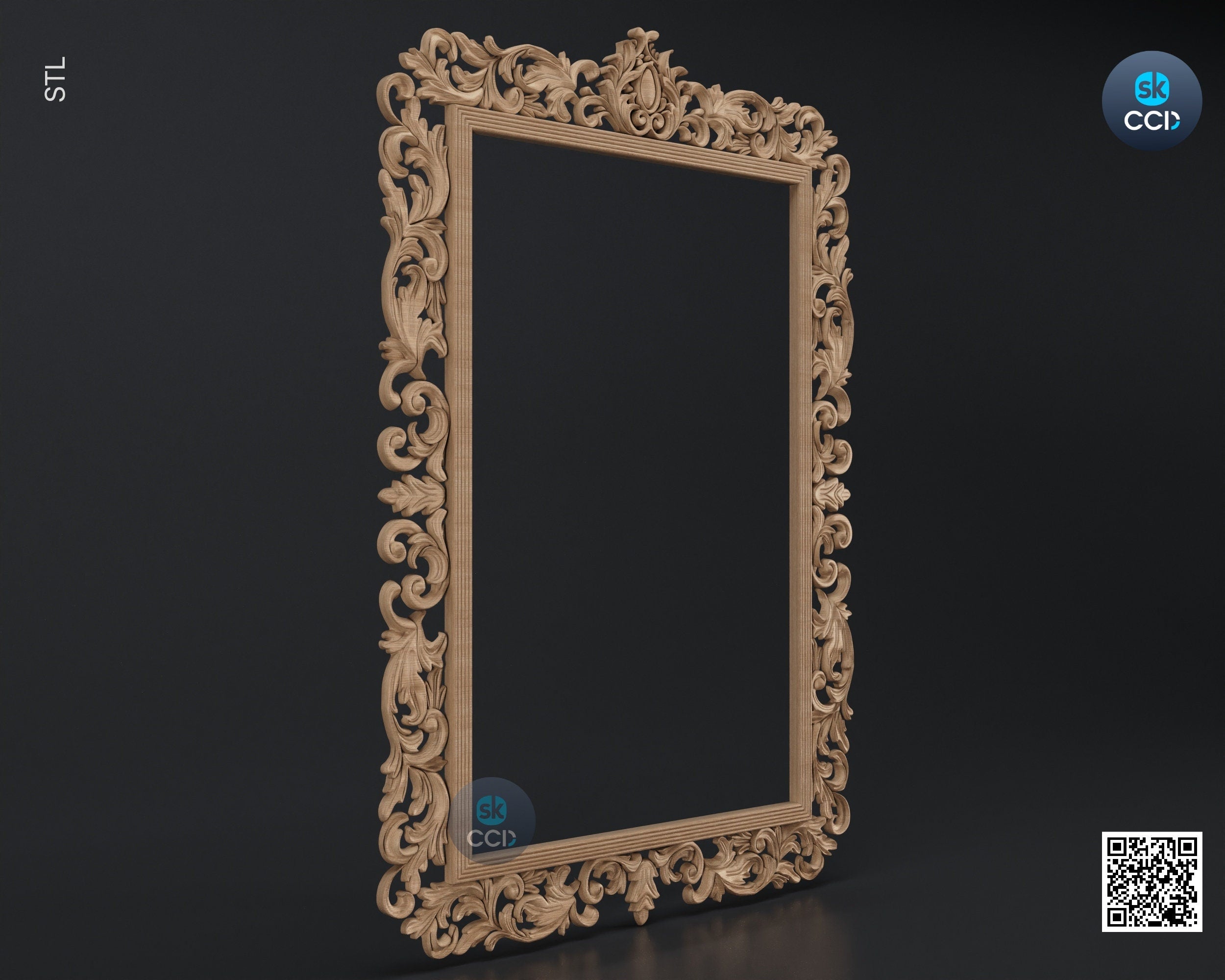 Carved Frame STL 3D Model, Carvign Frame, CNC Router Carving ArtCAM File, CNC files, Wood, Art, Wall Decor SKWF1049