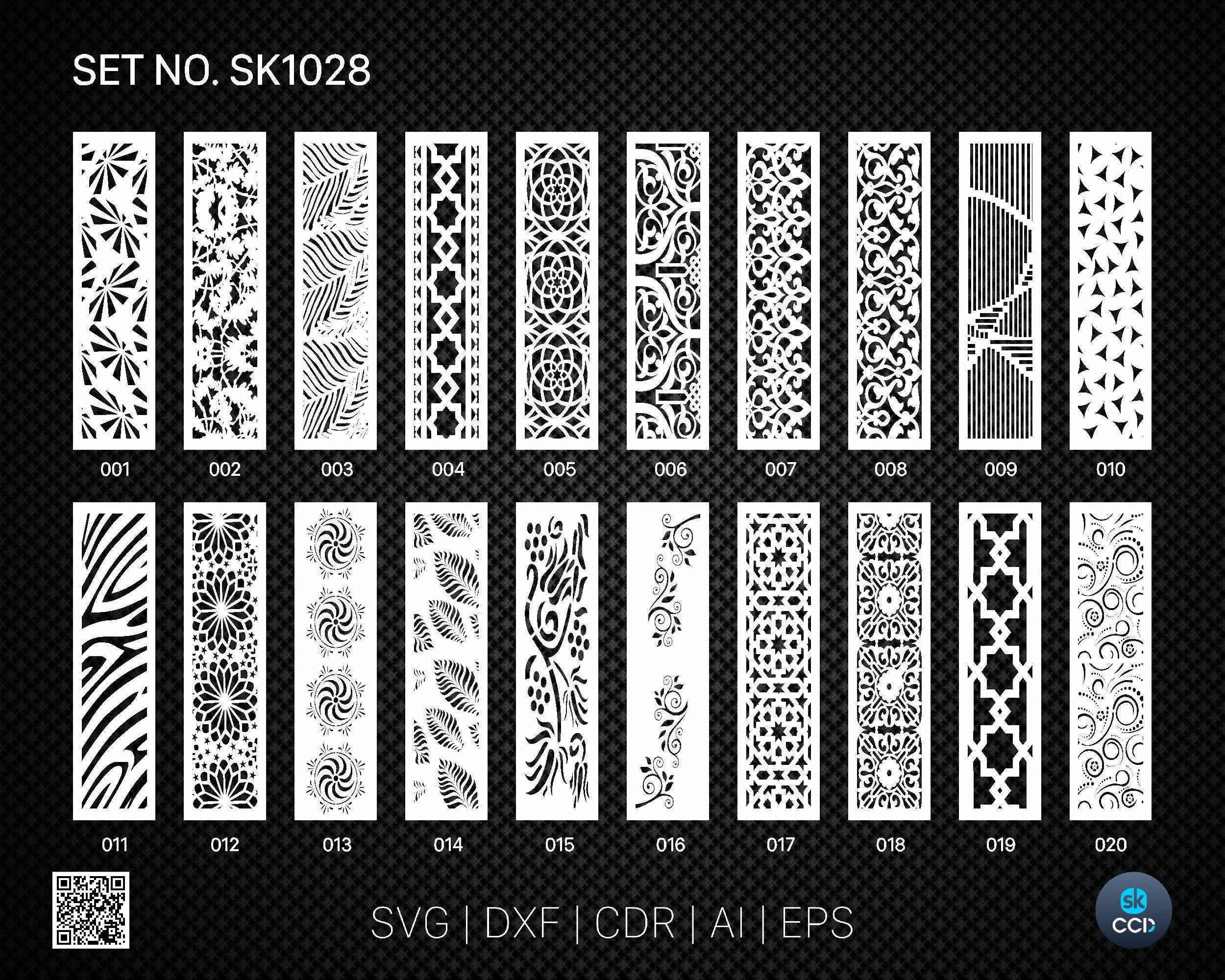 20 Decorative panel | Set SK1028 | Room Divider, Screen, Partitions, Door Panel Laser, Cnc, Plasma, Cricut File CDR, Svg, AI, Dxf, Eps