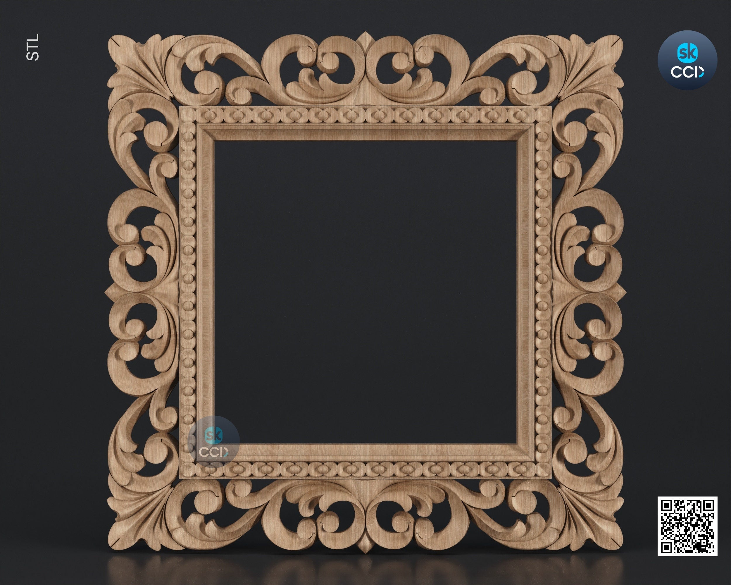 Carved Frame STL 3D Model, Carvign Frame, CNC Router Carving ArtCAM File, CNC files, Wood, Art, Wall Decor SKWF10142