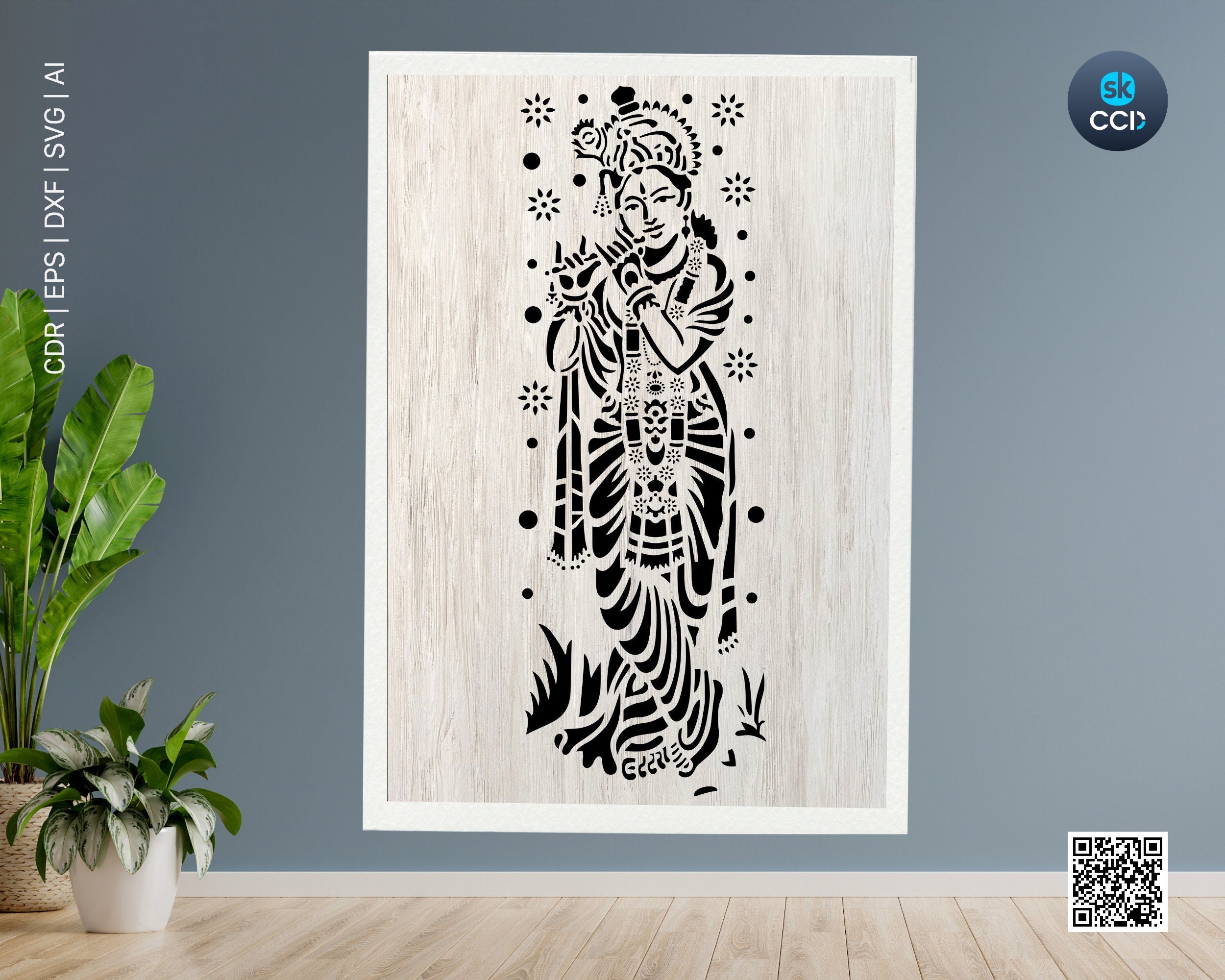 Krishna | Lord Krishna Indian God | Krishna Wall Decor | Laser Cutting Design | DXF Vector | Cnc Instant Download File | Cnc Digital Design