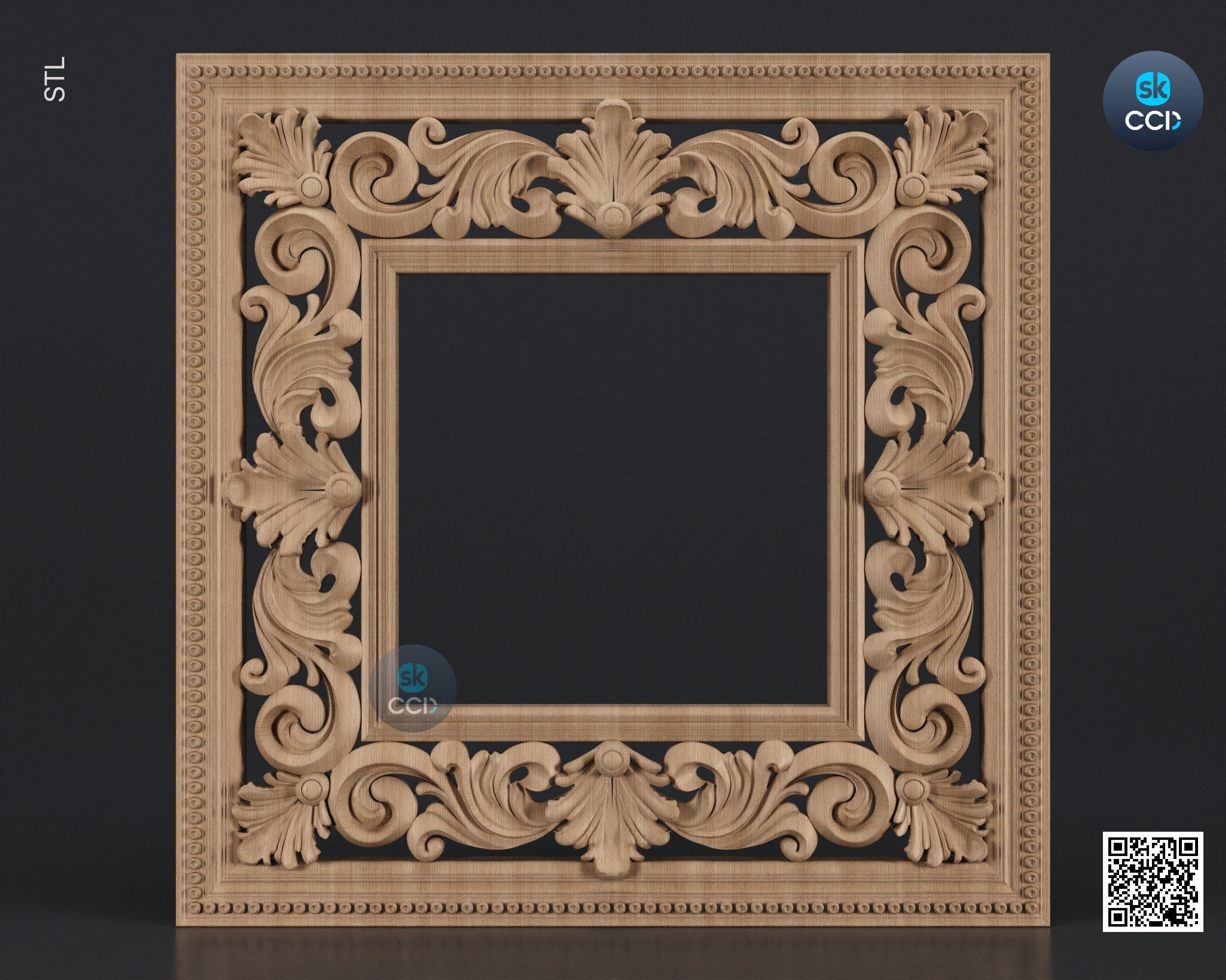 Carved Frame STL 3D Model, Carvign Frame, CNC Router Carving ArtCAM File, CNC files, Wood, Art, Wall Decor SKWF10125
