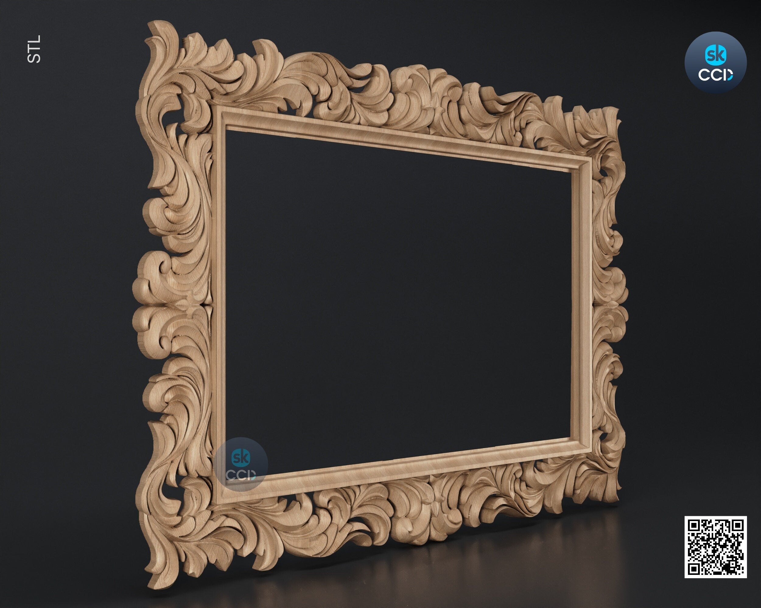 Carved Frame STL 3D Model, Carvign Frame, CNC Router Carving ArtCAM File, CNC files, Wood, Art, Wall Decor SKWF10230