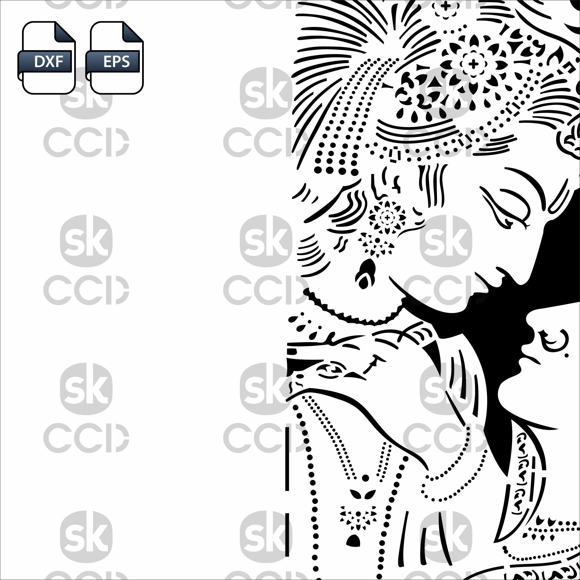 Radha Krishna | Indian God | Wall Decor | Laser Cutting | DXF Vector | Cnc Instant Download File | Digital Design