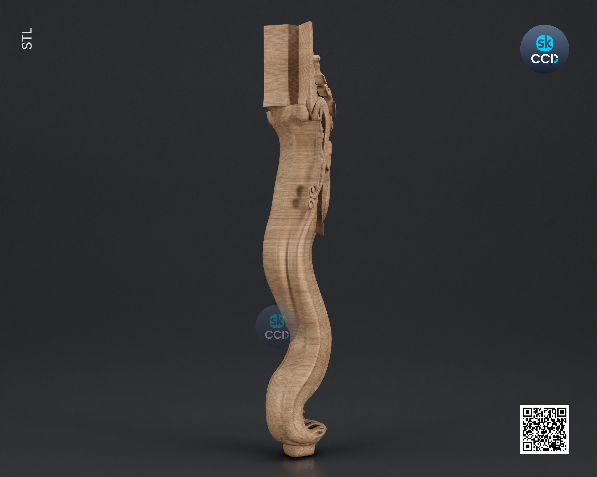 Furniture Leg 3D Model For Cnc Router, Wood Carving Digital File, Column Design, Model No. SKWL1029