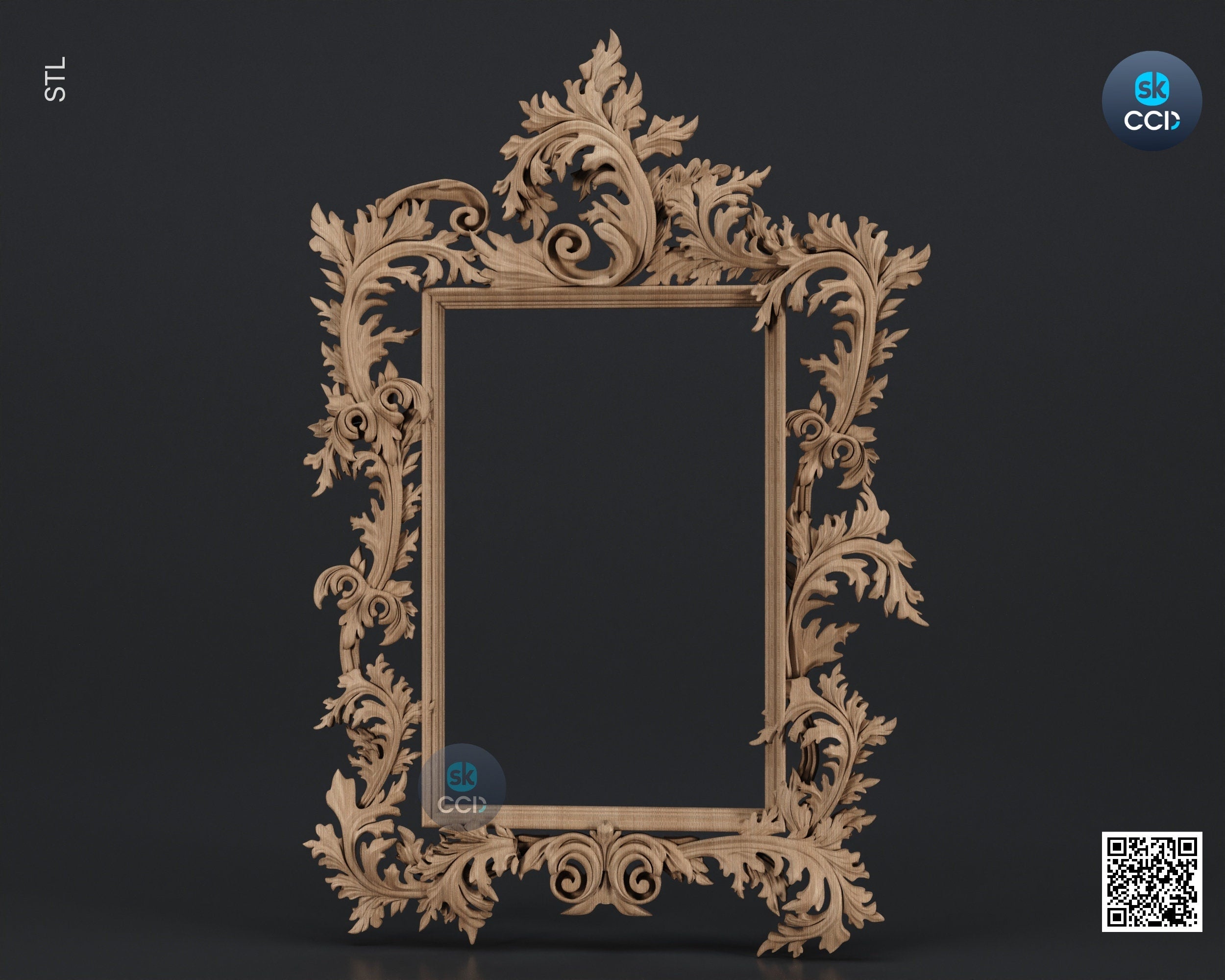 Carved Frame STL 3D Model, Carvign Frame, CNC Router Carving ArtCAM File, CNC files, Wood, Art, Wall Decor SKWF1066