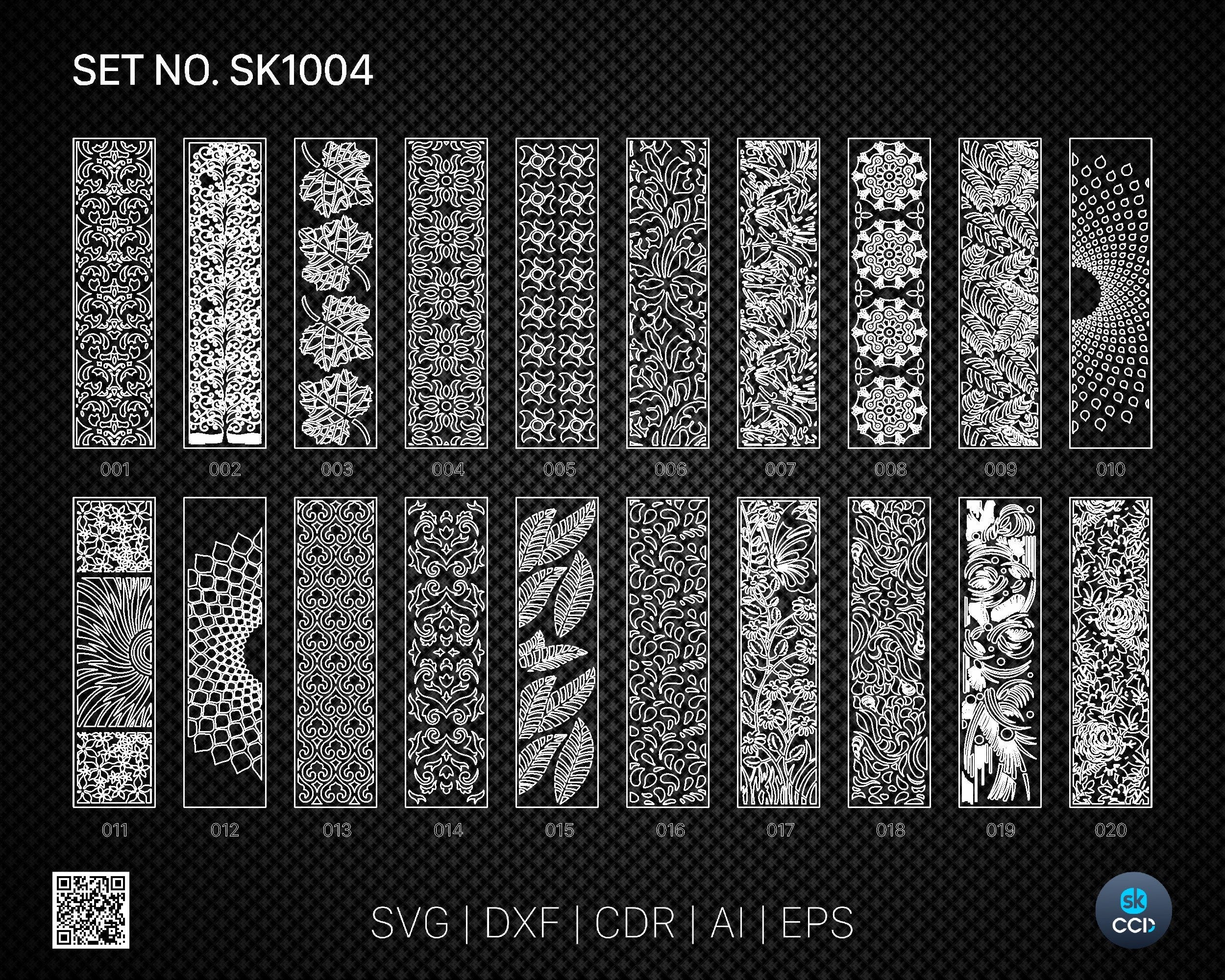 20 Decorative panel | Set SK1004 | Room Divider, Screen, Partitions, Door Panel Laser, Cnc, Plasma, Cricut File CDR, Svg, AI, Dxf, Eps