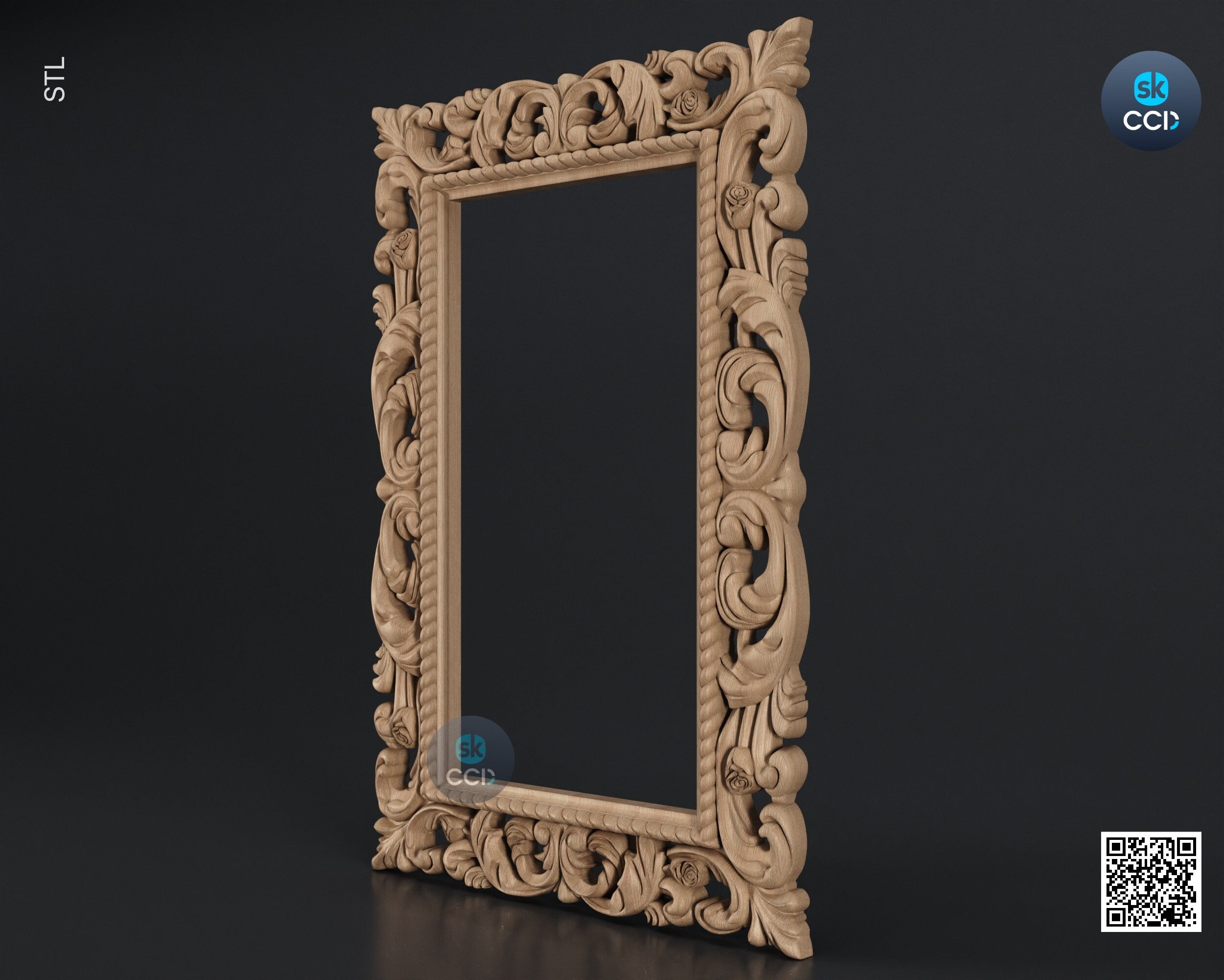 Carved Frame STL 3D Model, Carvign Frame, CNC Router Carving ArtCAM File, CNC files, Wood, Art, Wall Decor SKWF10178