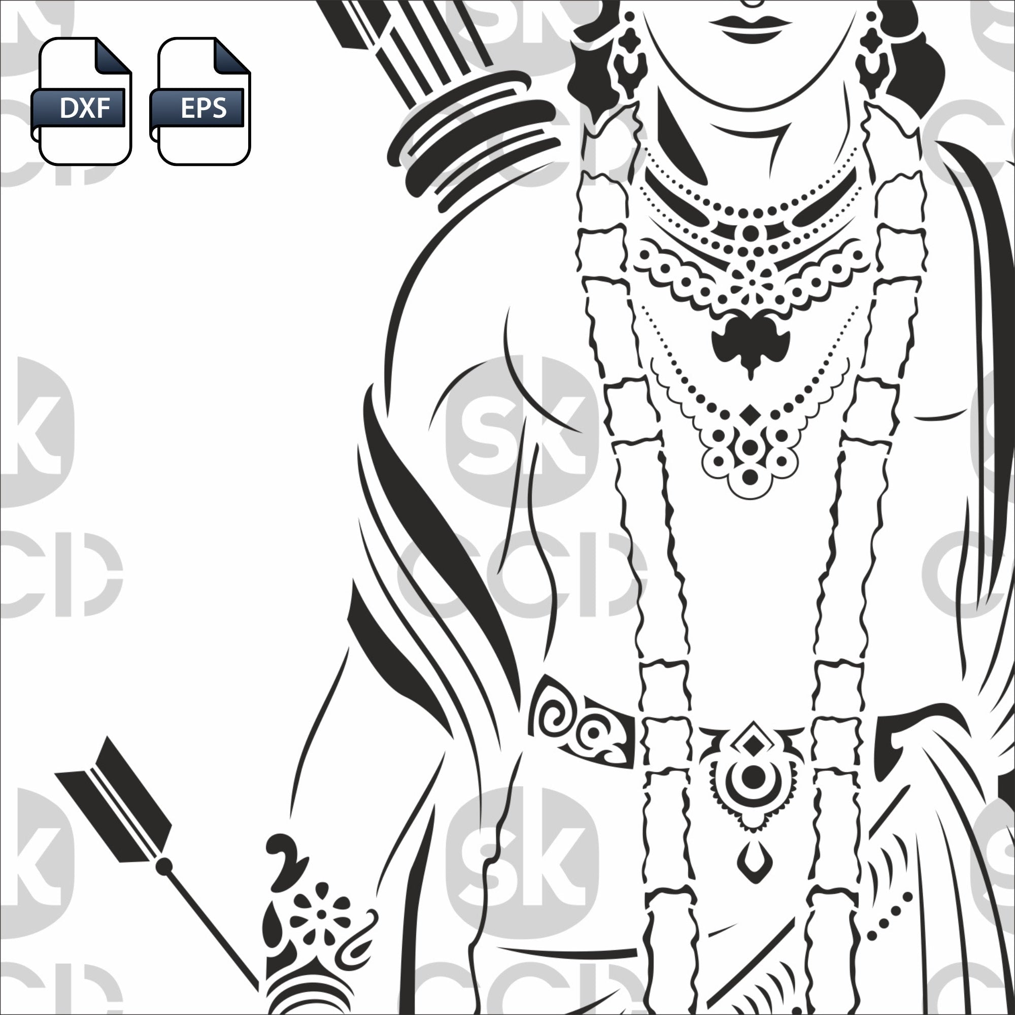 Lord Ram Vector for laser cut, cnc, digital files CDR, dxf, eps, svg, ai, SVG, Instant Download File