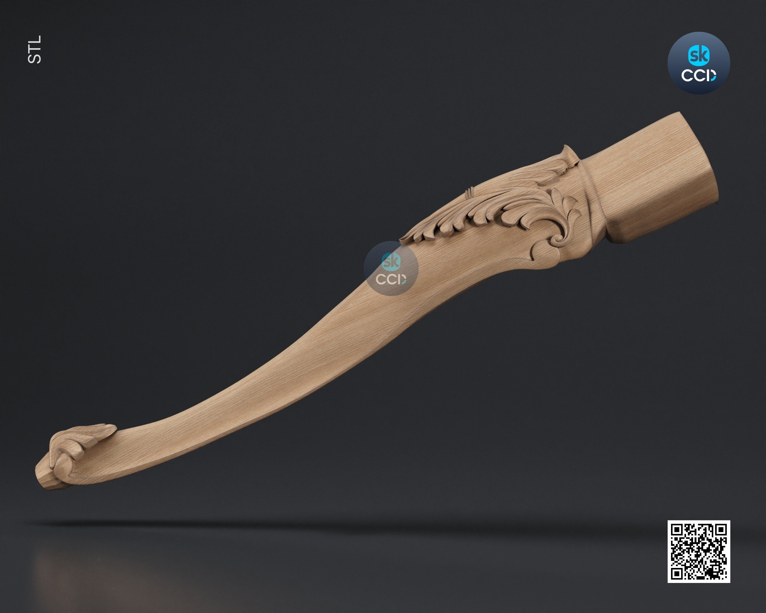 Furniture Leg 3D Model For Cnc Router, Wood Carving Digital File, Column Design, Model No. SKWL1006
