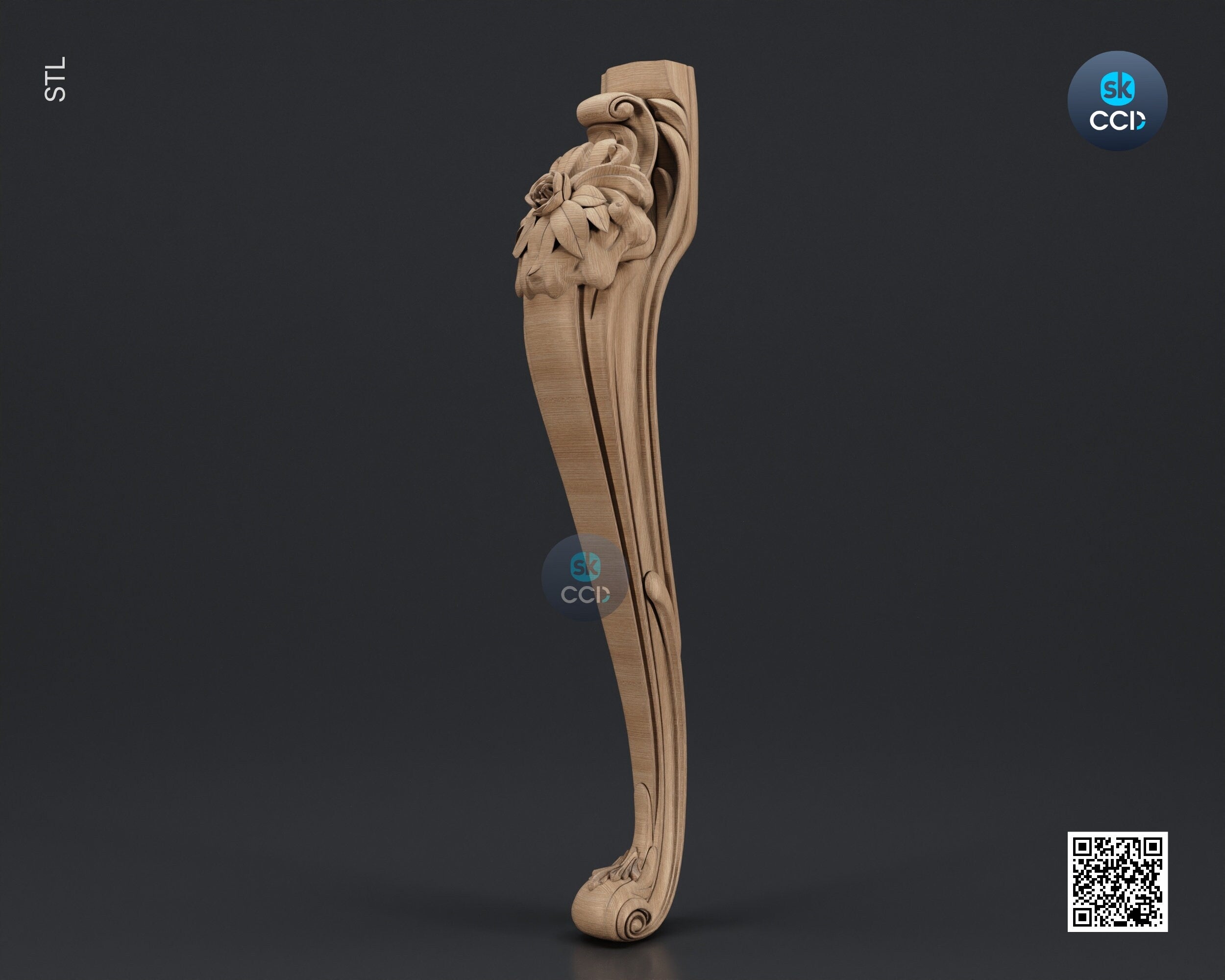 Furniture Leg 3D Model For Cnc Router, Wood Carving Digital File, Column Design, Model No. SKWL1030
