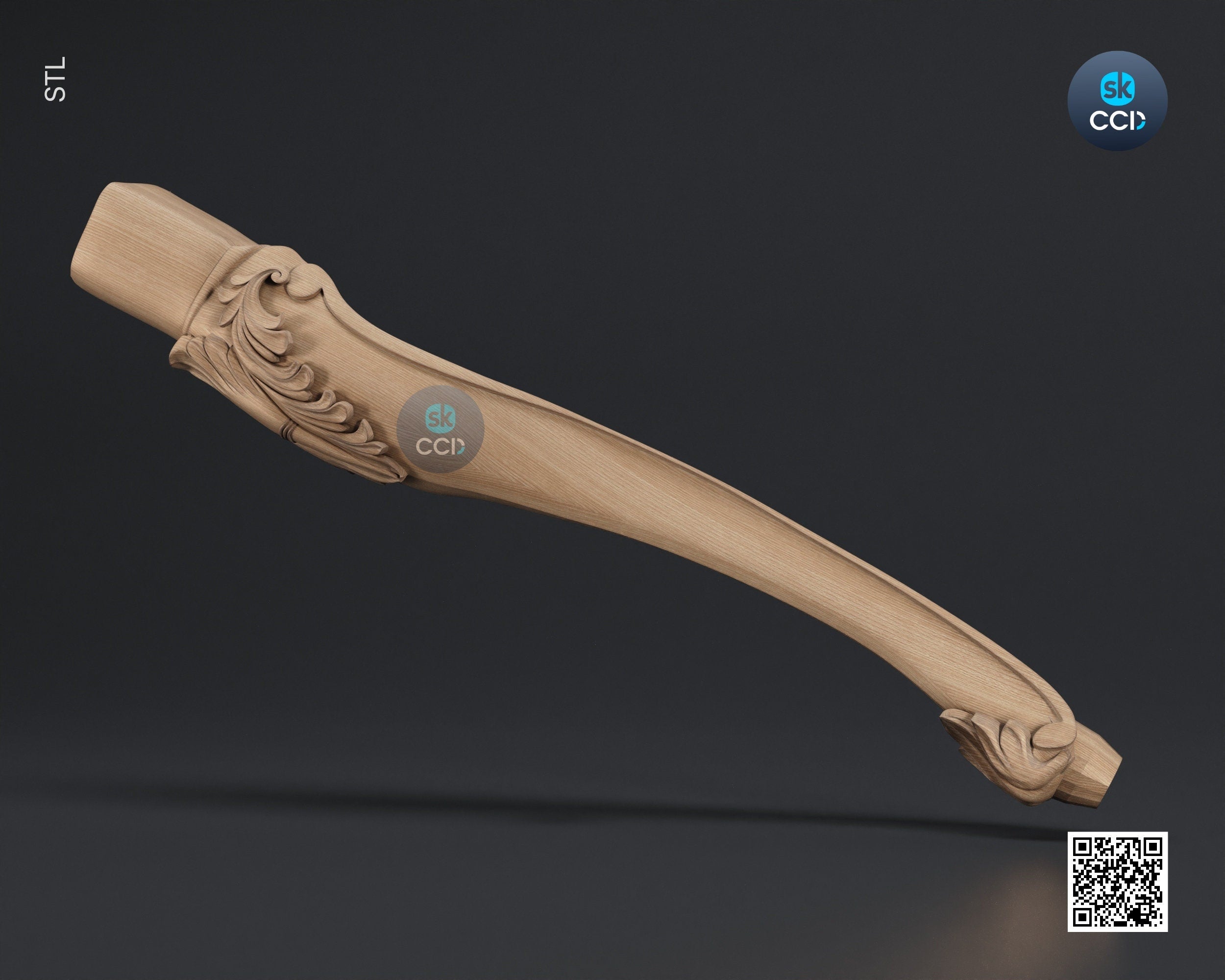 Furniture Leg 3D Model For Cnc Router, Wood Carving Digital File, Column Design, Model No. SKWL1006