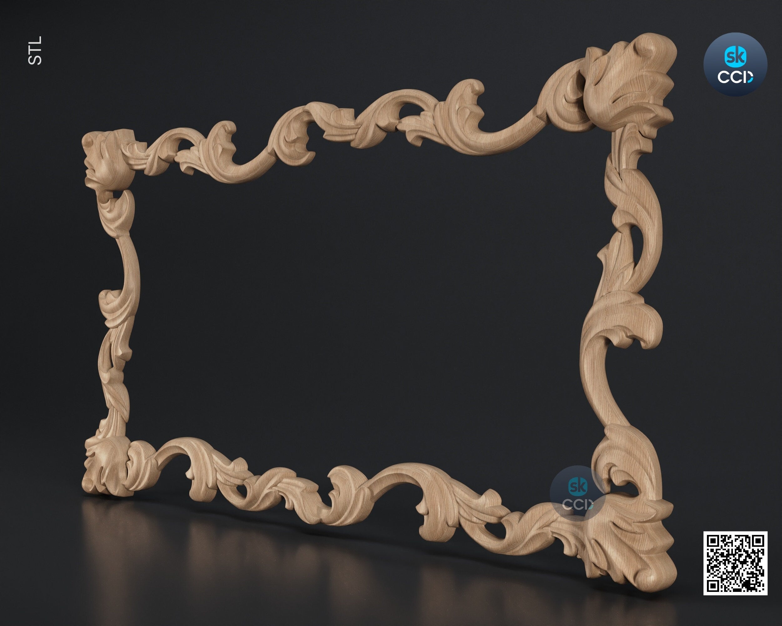Carved Frame STL 3D Model, Carvign Frame, CNC Router Carving ArtCAM File, CNC files, Wood, Art, Wall Decor SKWF10167