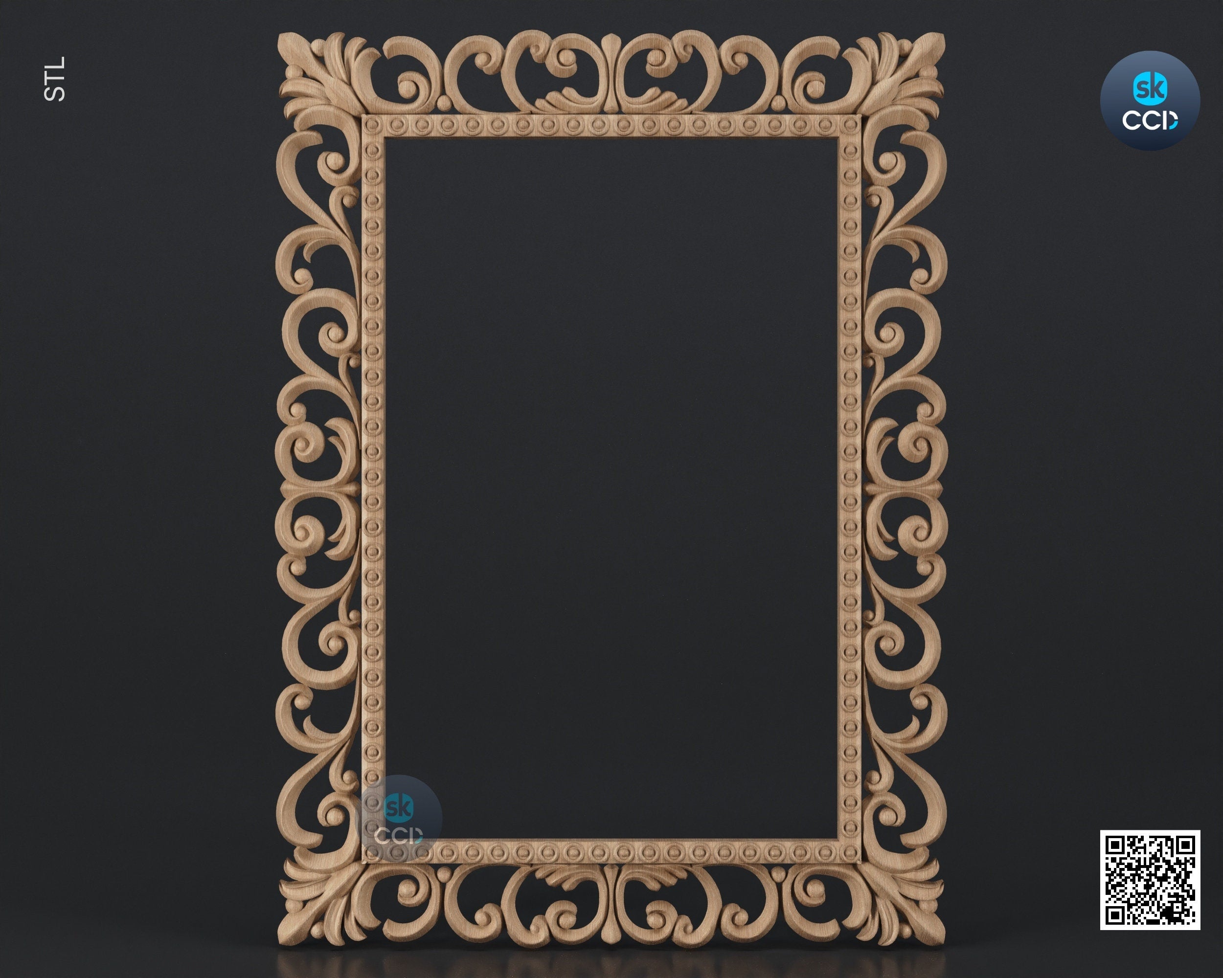 Carved Frame STL 3D Model, Carvign Frame, CNC Router Carving ArtCAM File, CNC files, Wood, Art, Wall Decor SKWF10207