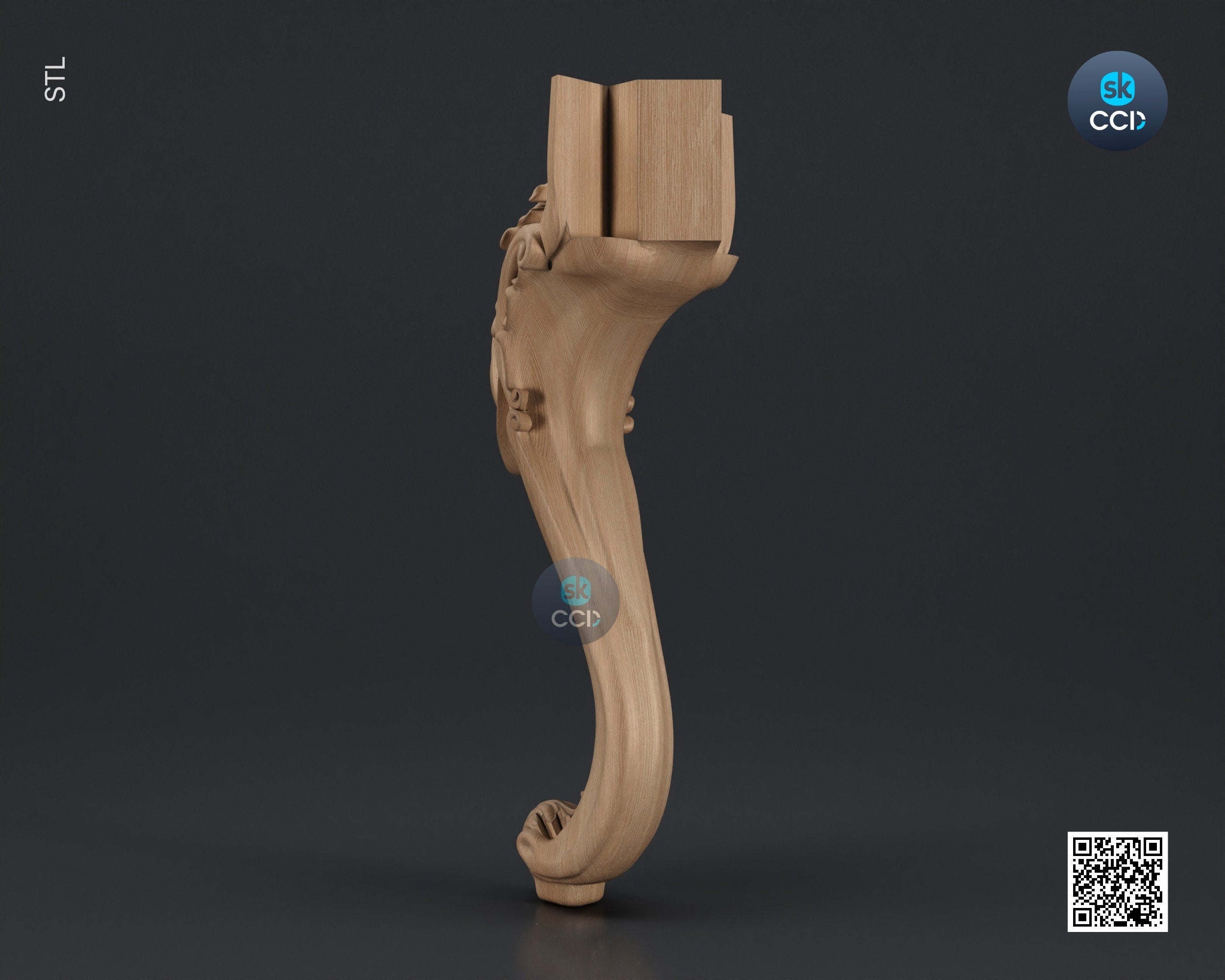 Furniture Leg 3D Model For Cnc Router, Wood Carving Digital File, Column Design, Model No. SKWL1036