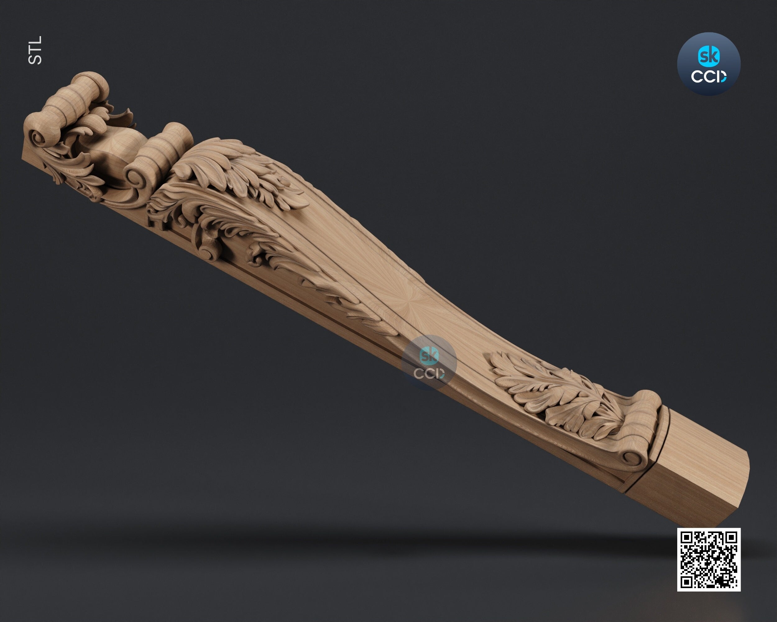 Furniture Leg 3D Model For Cnc Router, Wood Carving Digital File, Column Design, Model No. SKWL1022