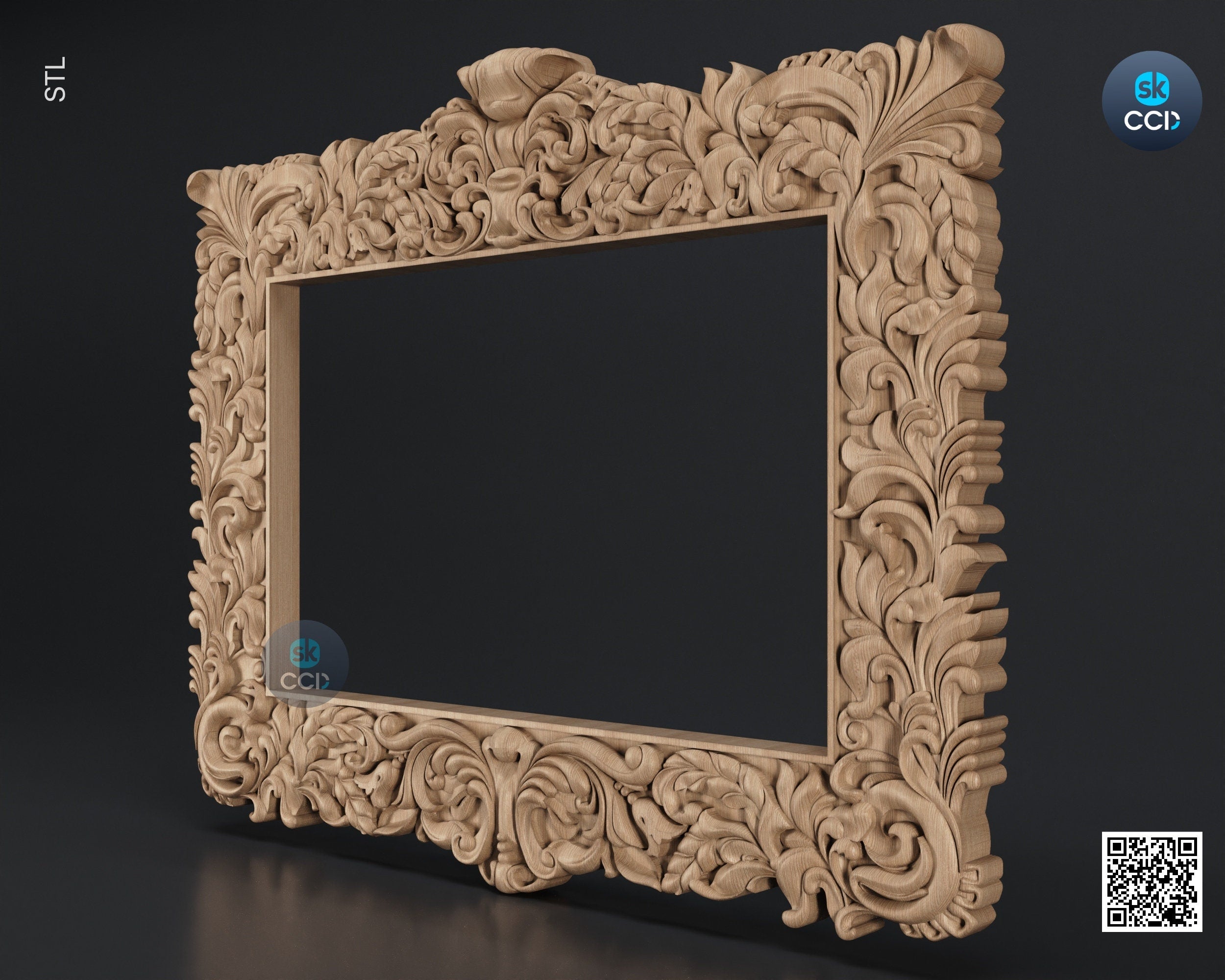 Carved Frame STL 3D Model, Carvign Frame, CNC Router Carving ArtCAM File, CNC files, Wood, Art, Wall Decor SKWF1053