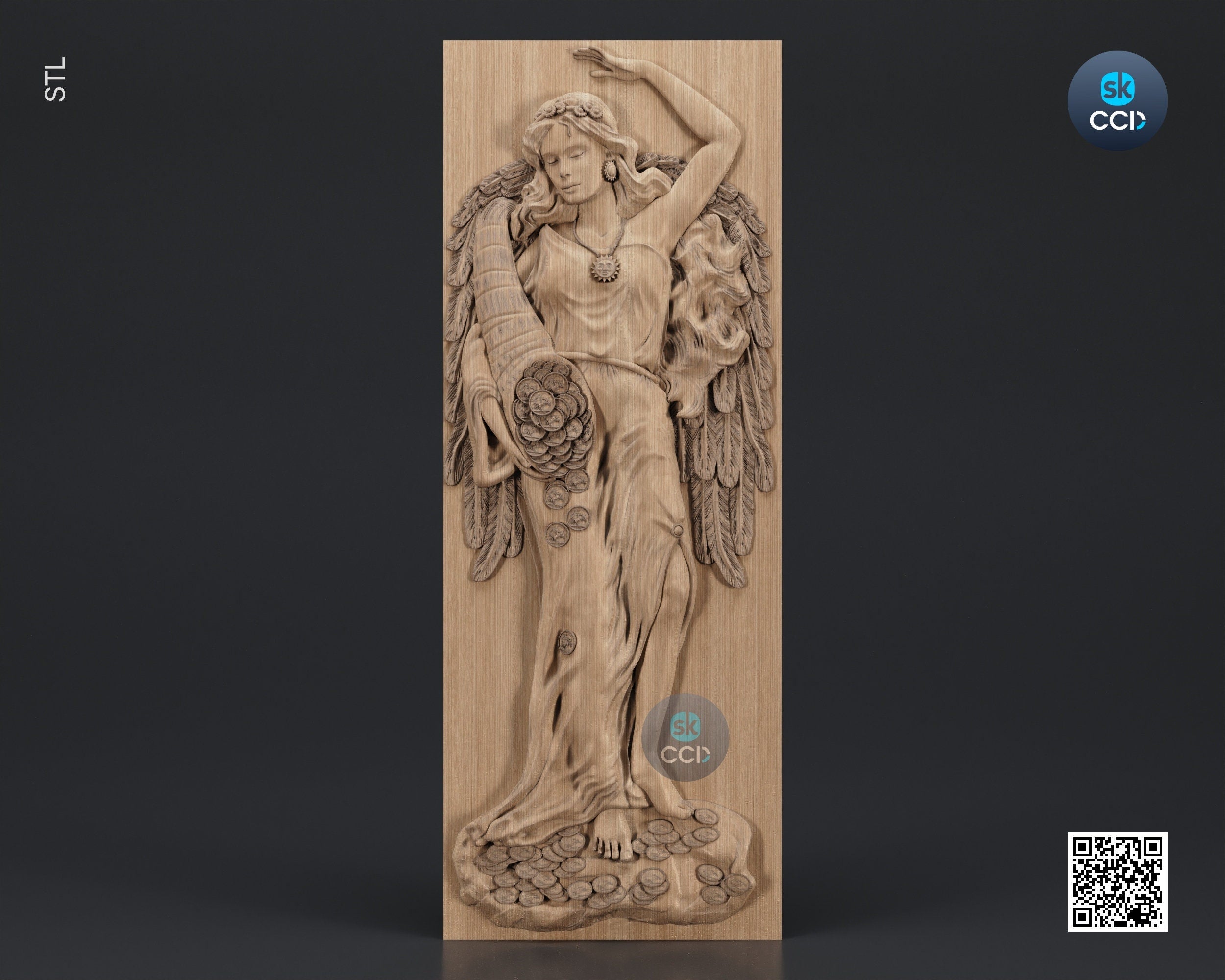 Wood Wall Art, Fortuna STL Model, CNC Router Carving ArtCAM File, Wall Sculpture, Wood Carving, 3D Model