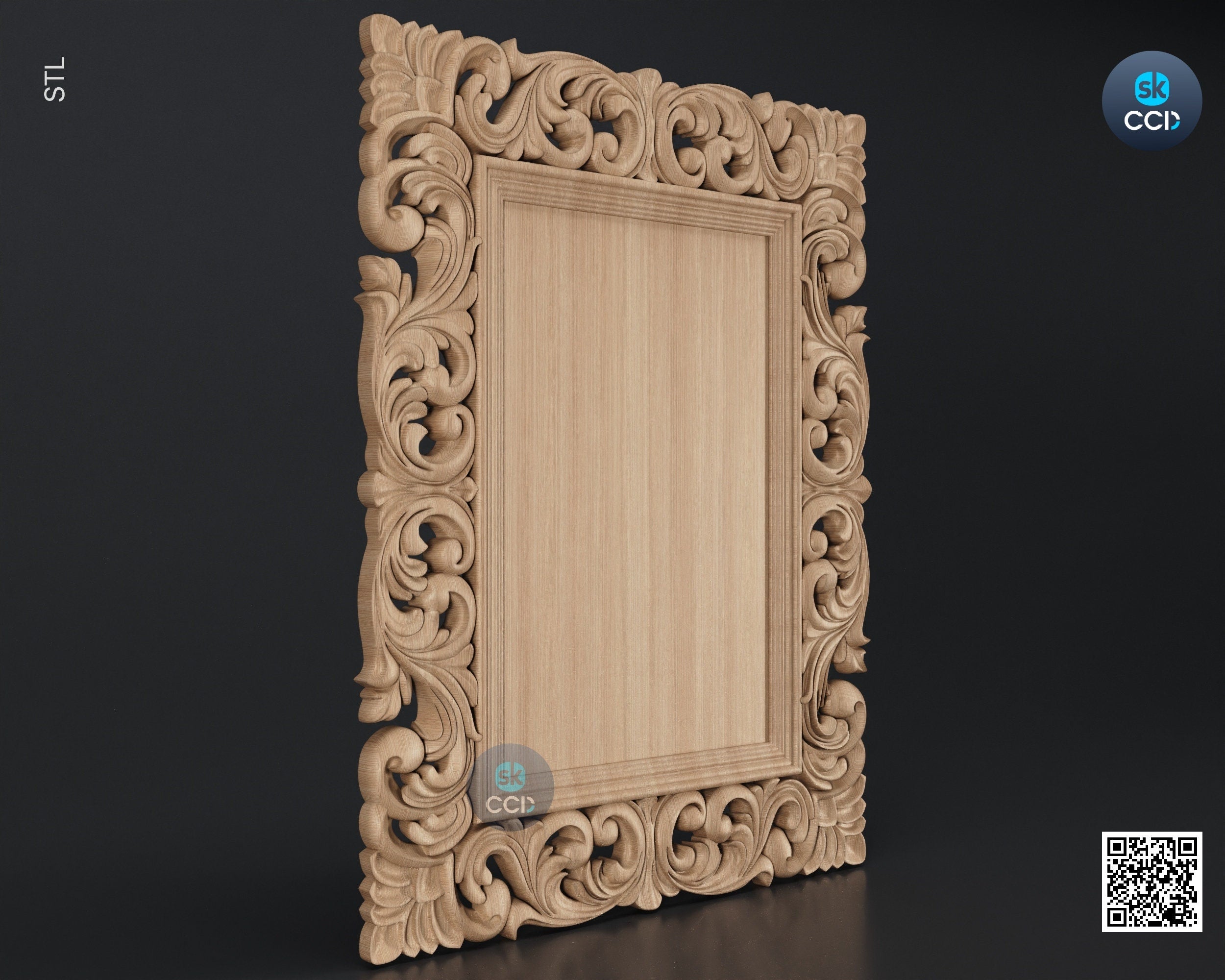 Carved Frame STL 3D Model, Carvign Frame, CNC Router Carving ArtCAM File, CNC files, Wood, Art, Wall Decor SKWF10237