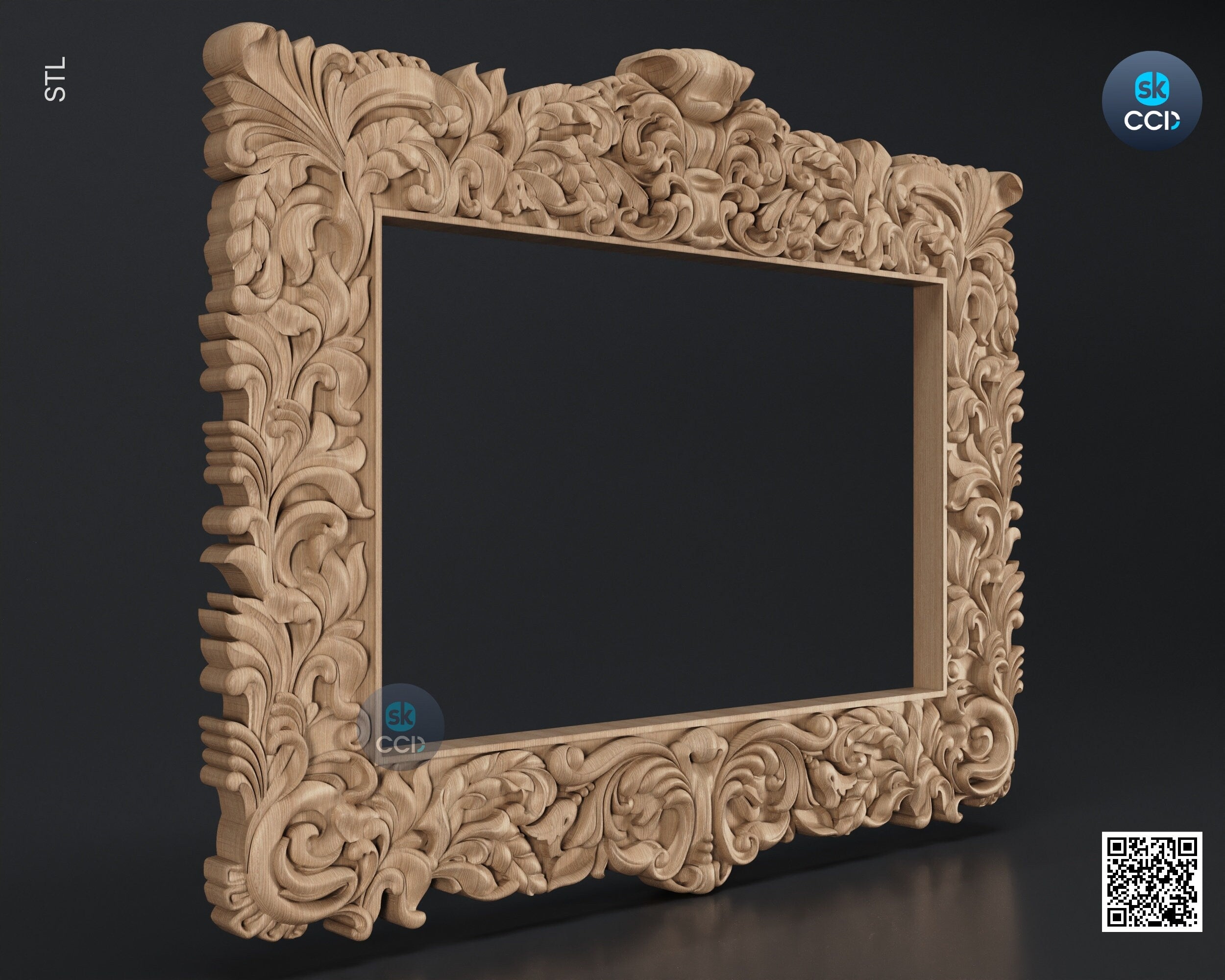 Carved Frame STL 3D Model, Carvign Frame, CNC Router Carving ArtCAM File, CNC files, Wood, Art, Wall Decor SKWF1053
