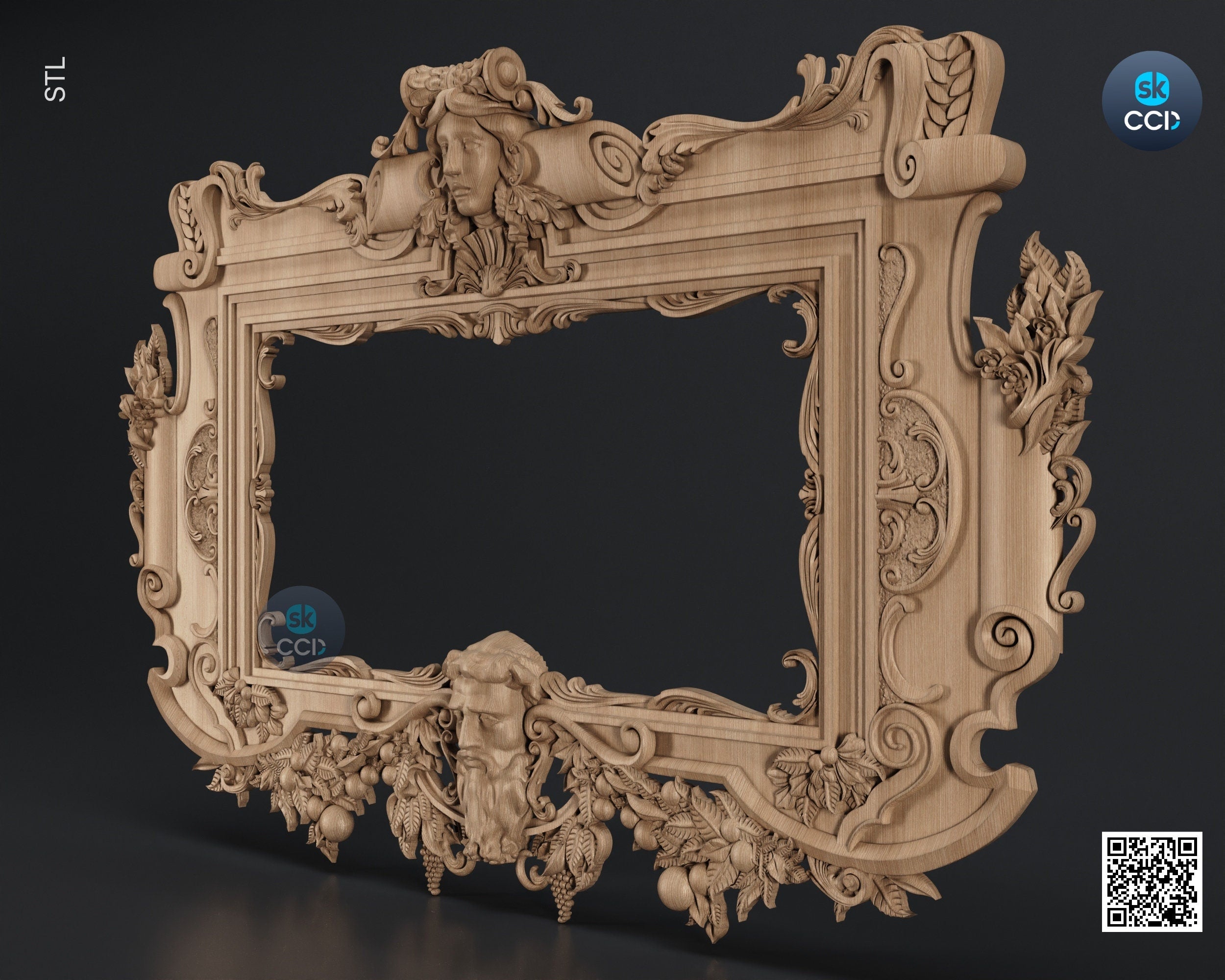 Carved Frame STL 3D Model, Carvign Frame, CNC Router Carving ArtCAM File, CNC files, Wood, Art, Wall Decor SKWF1087