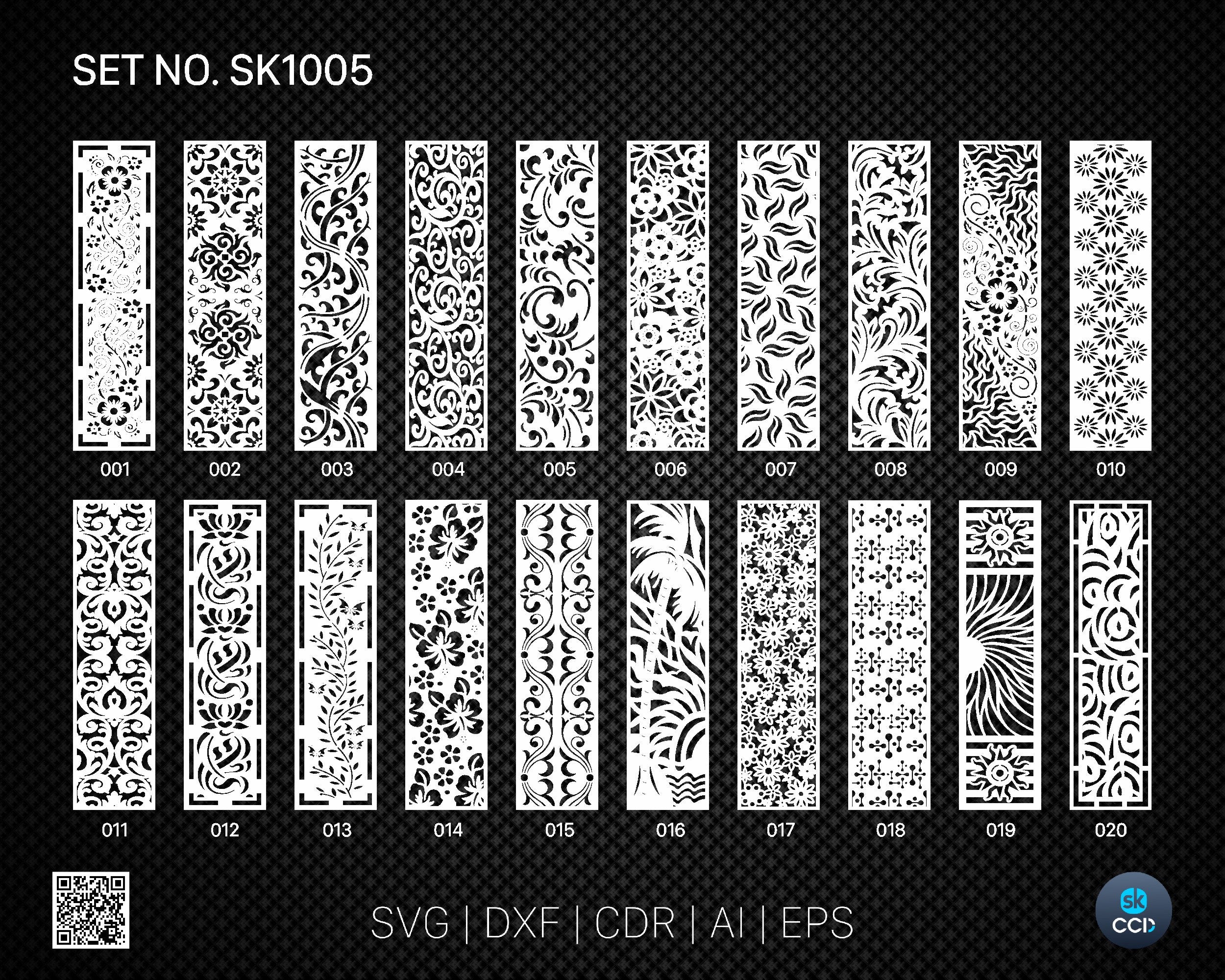 20 Decorative panel | Set SK1005 | Room Divider, Screen, Partitions, Door Panel Laser, Cnc, Plasma, Cricut File CDR, Svg, AI, Dxf, Eps