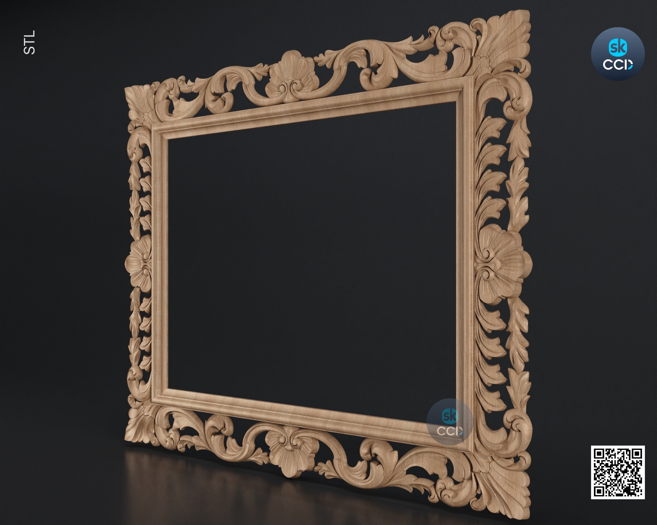 Carved Frame STL 3D Model, Carvign Frame, CNC Router Carving ArtCAM File, CNC files, Wood, Art, Wall Decor SKWF10135