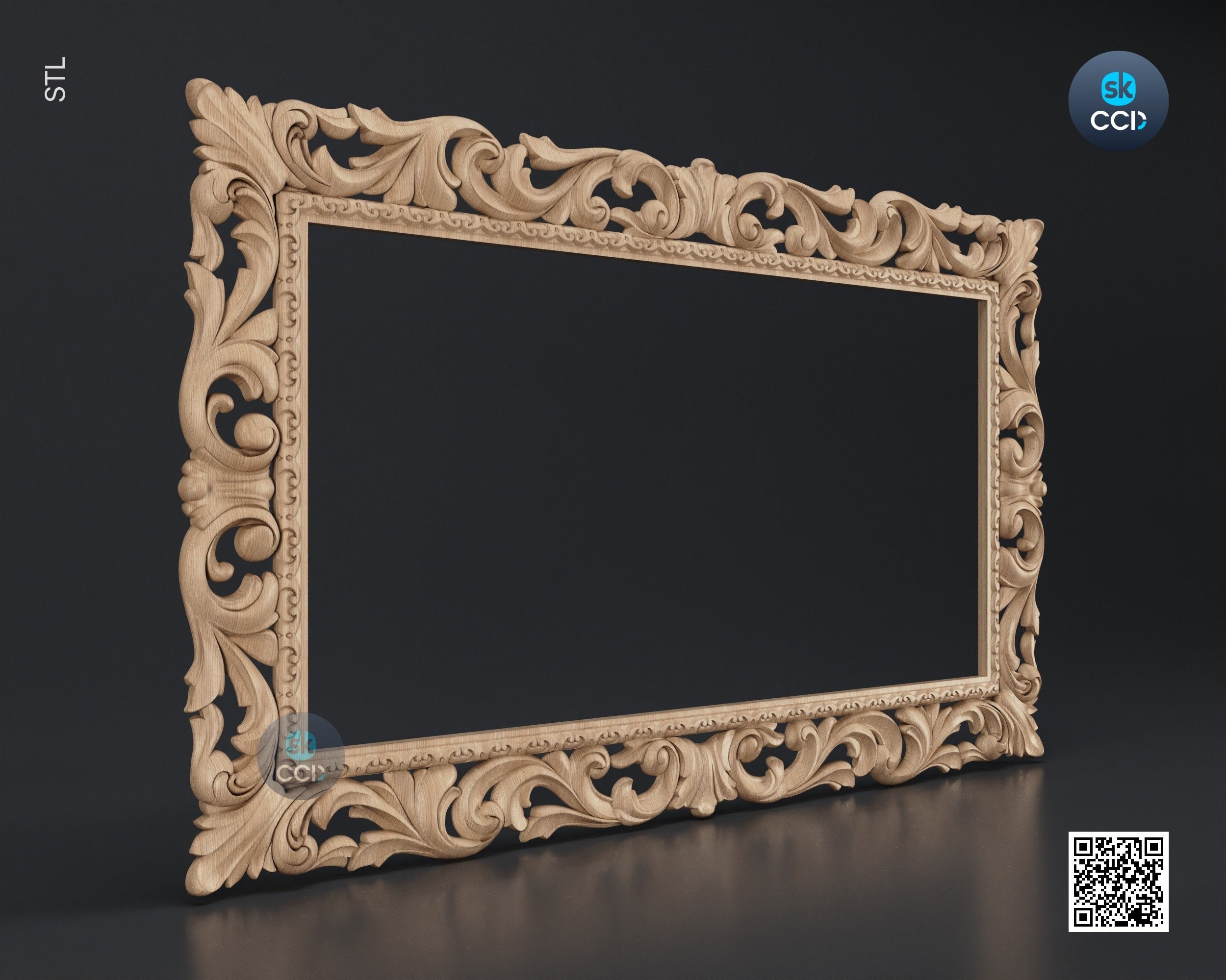 Carved Frame STL 3D Model, Carvign Frame, CNC Router Carving ArtCAM File, CNC files, Wood, Art, Wall Decor SKWF1016
