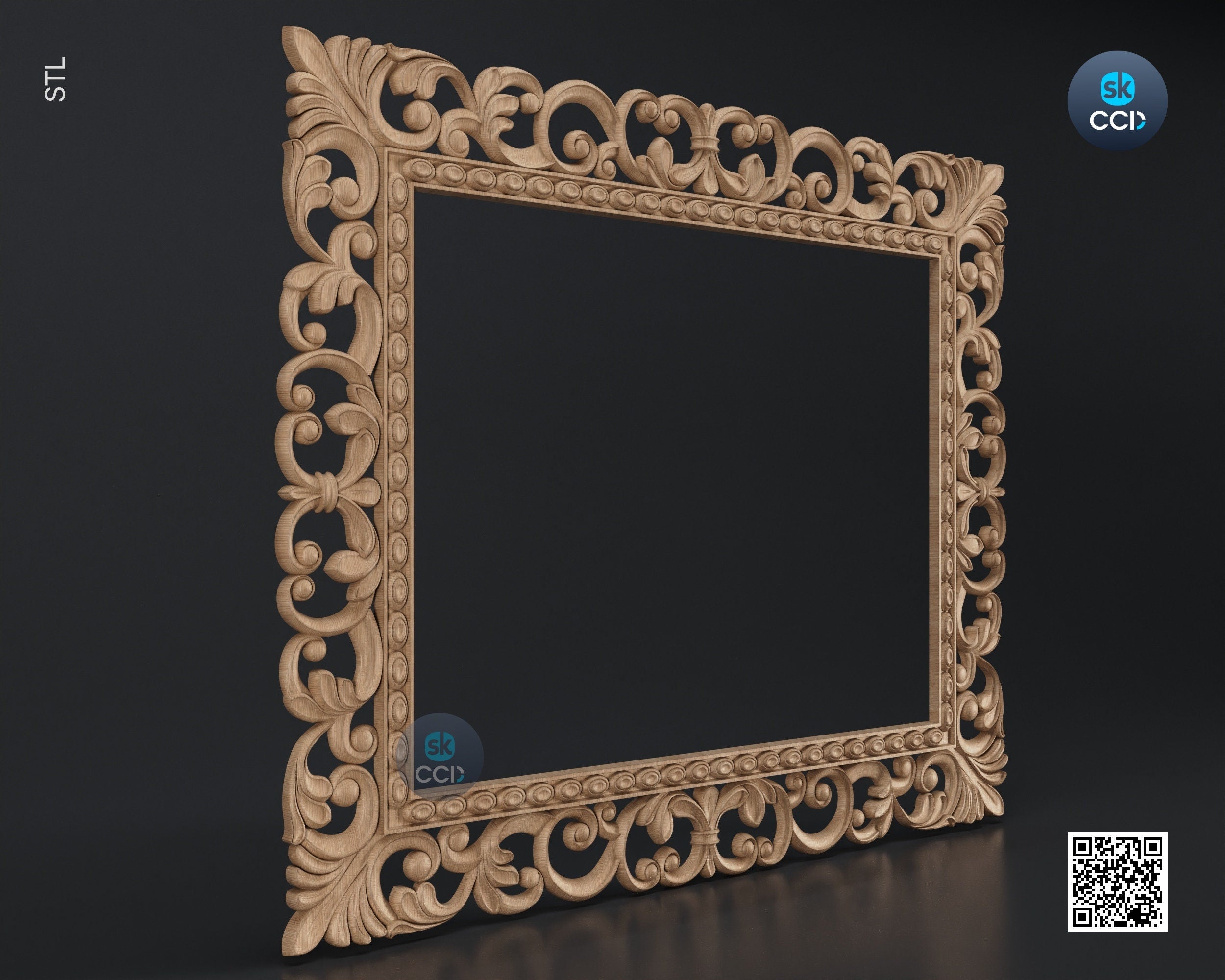 Carved Frame STL 3D Model, Carvign Frame, CNC Router Carving ArtCAM File, CNC files, Wood, Art, Wall Decor SKWF1040