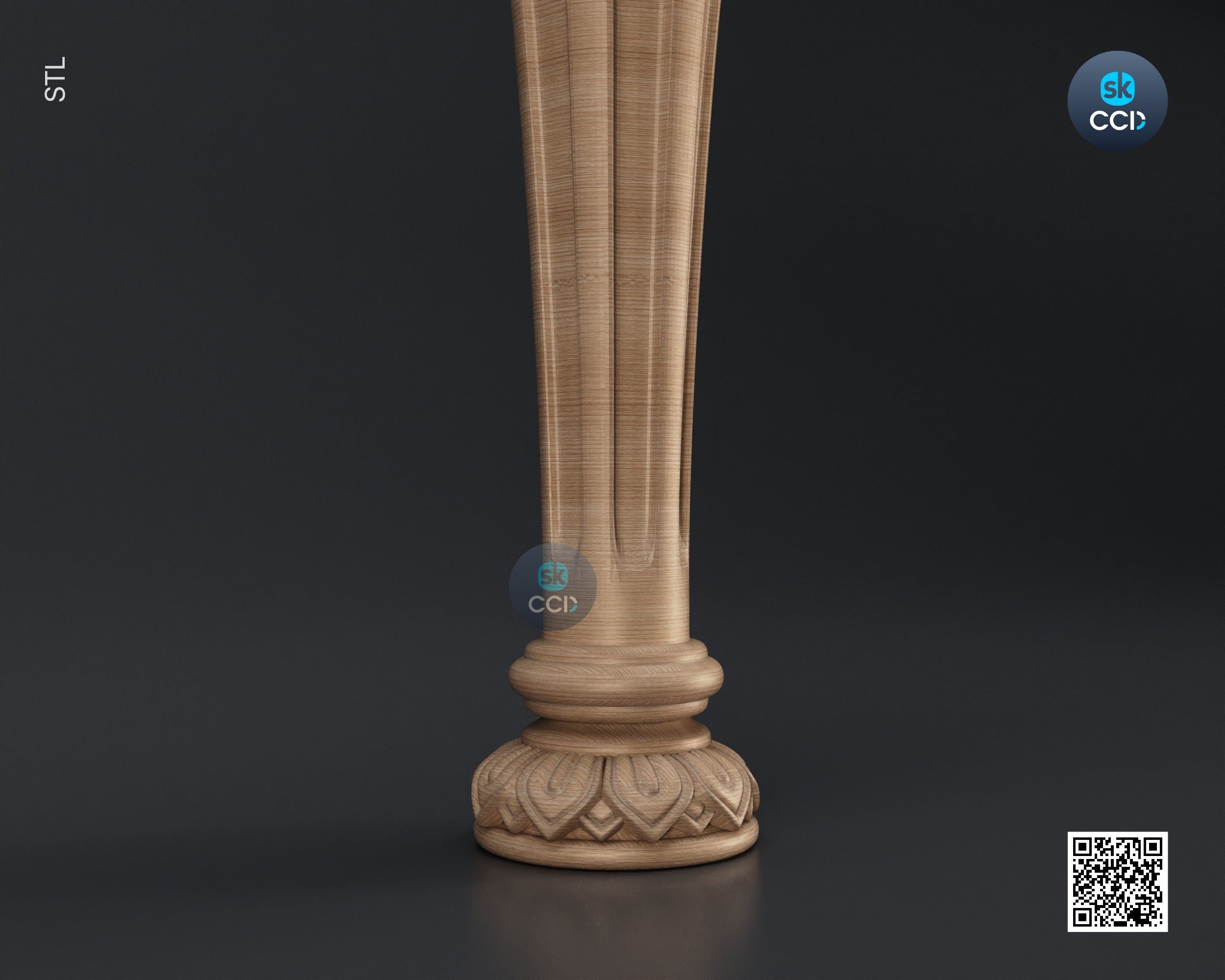 Furniture Leg 3D Model For Cnc Router, Wood Carving Digital File, Column Design, Model No. SKWL1035