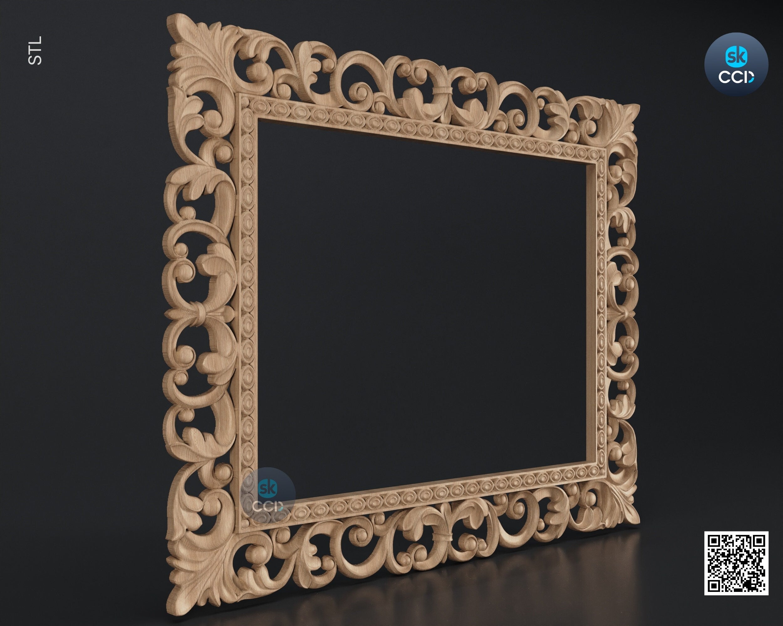 Carved Frame STL 3D Model, Carvign Frame, CNC Router Carving ArtCAM File, CNC files, Wood, Art, Wall Decor SKWF10163
