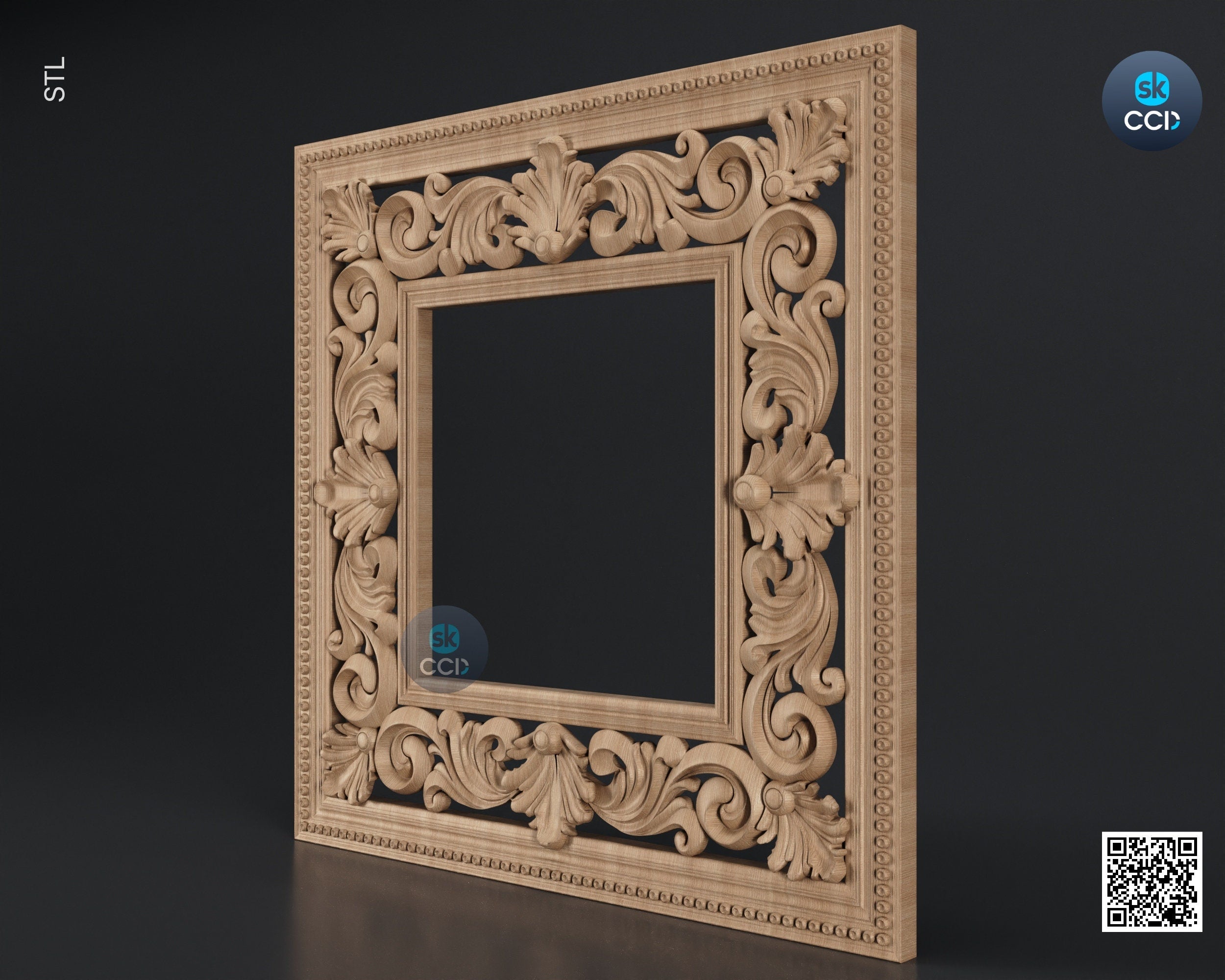 Carved Frame STL 3D Model, Carvign Frame, CNC Router Carving ArtCAM File, CNC files, Wood, Art, Wall Decor SKWF10125