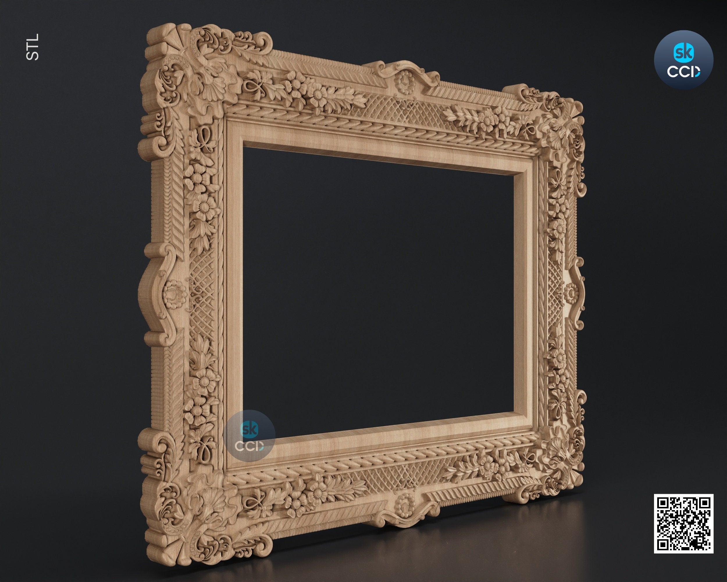 Carved Frame STL 3D Model, Carvign Frame, CNC Router Carving ArtCAM File, CNC files, Wood, Art, Wall Decor SKWF10165