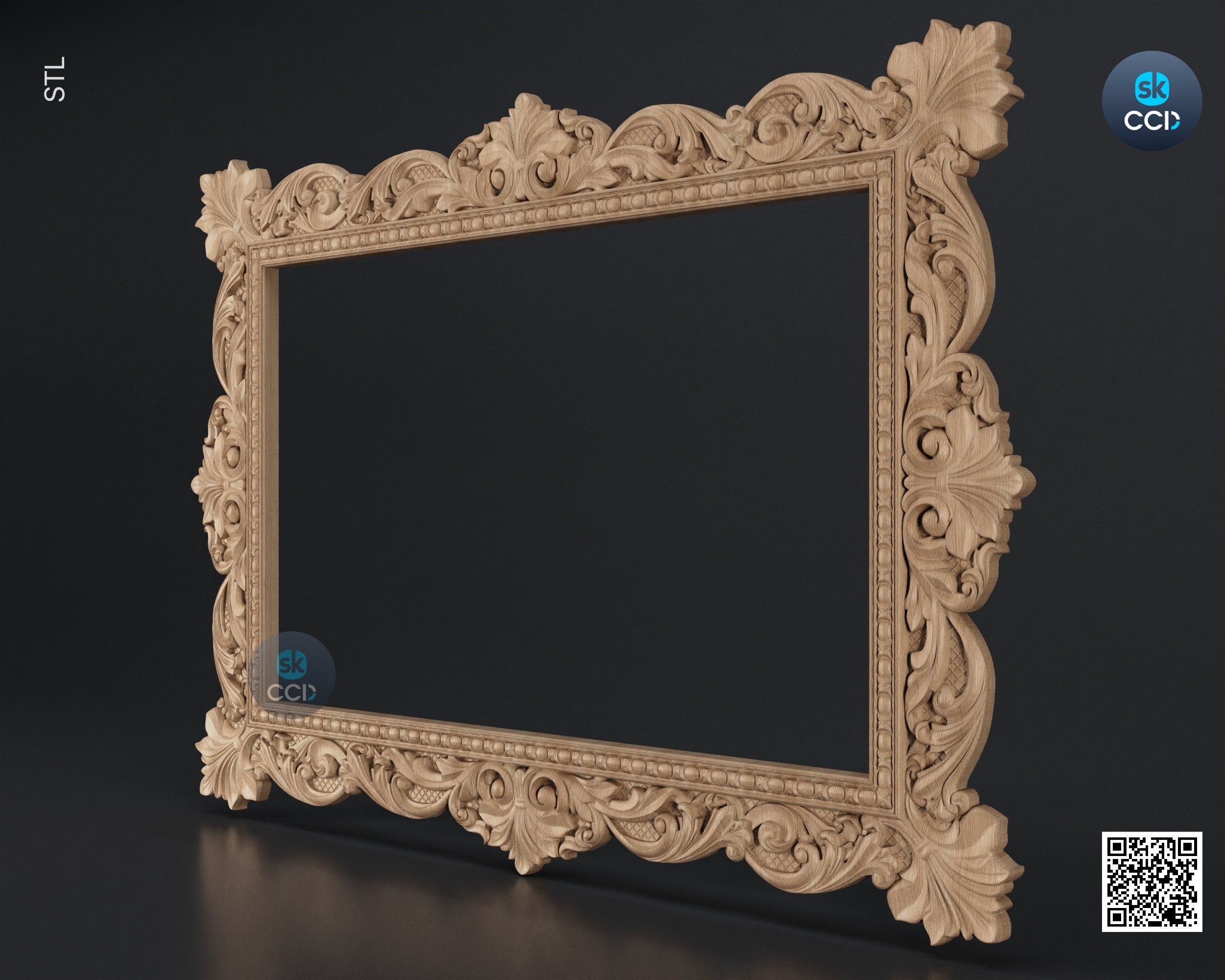 Carved Frame STL 3D Model, Carvign Frame, CNC Router Carving ArtCAM File, CNC files, Wood, Art, Wall Decor SKWF10240