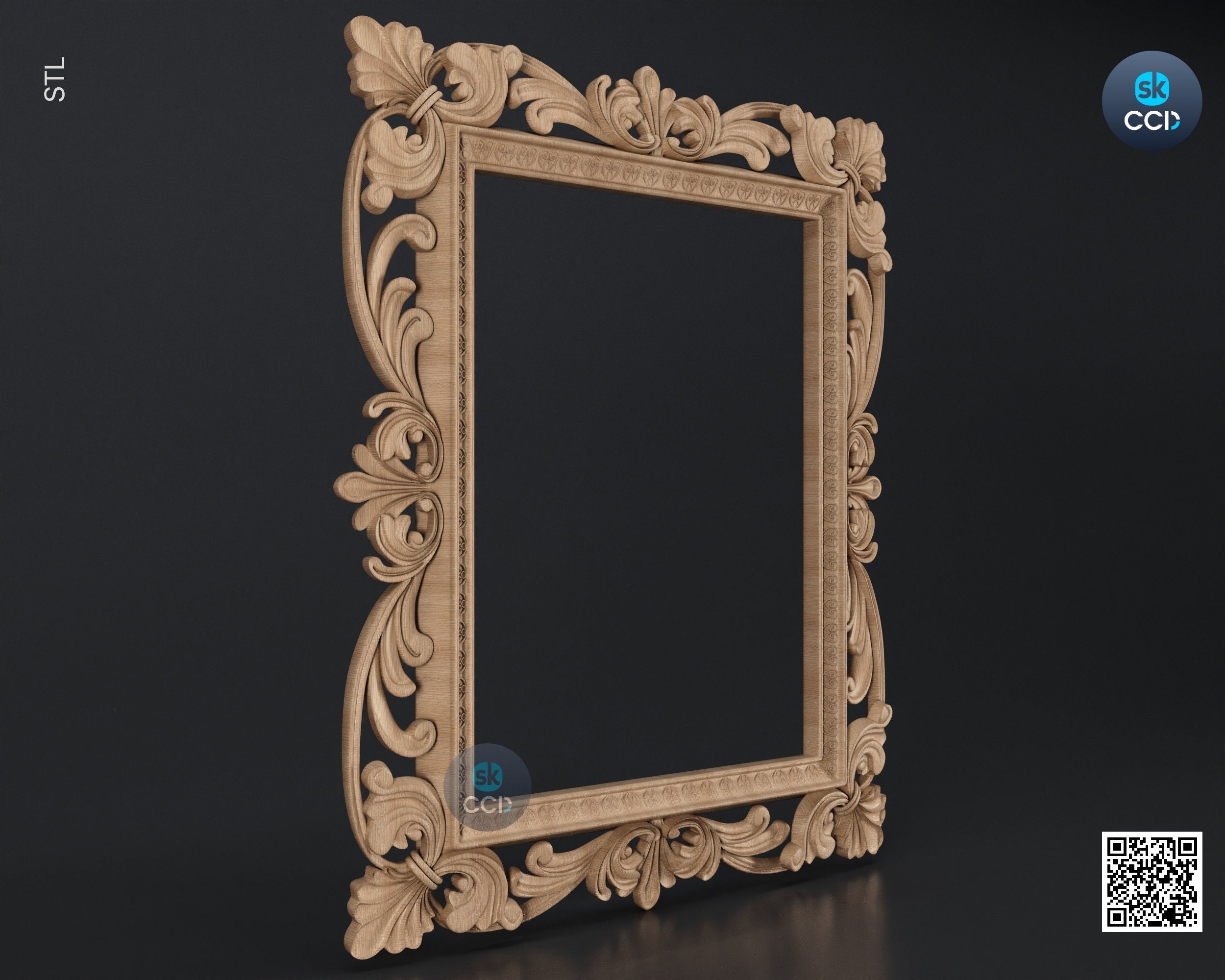 Carved Frame STL 3D Model, Carvign Frame, CNC Router Carving ArtCAM File, CNC files, Wood, Art, Wall Decor SKWF10259