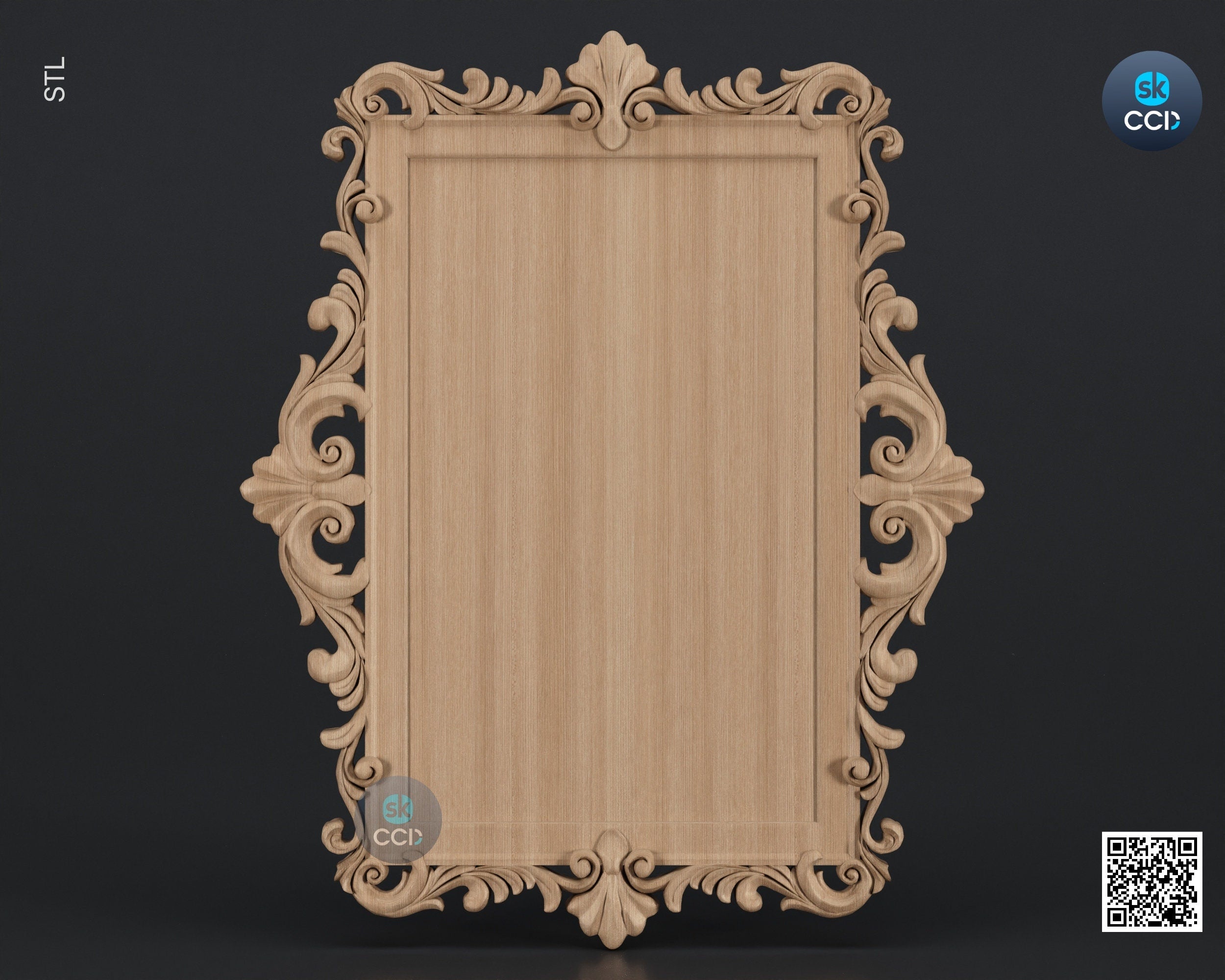 Carved Frame STL 3D Model, Carvign Frame, CNC Router Carving ArtCAM File, CNC files, Wood, Art, Wall Decor SKWF10173