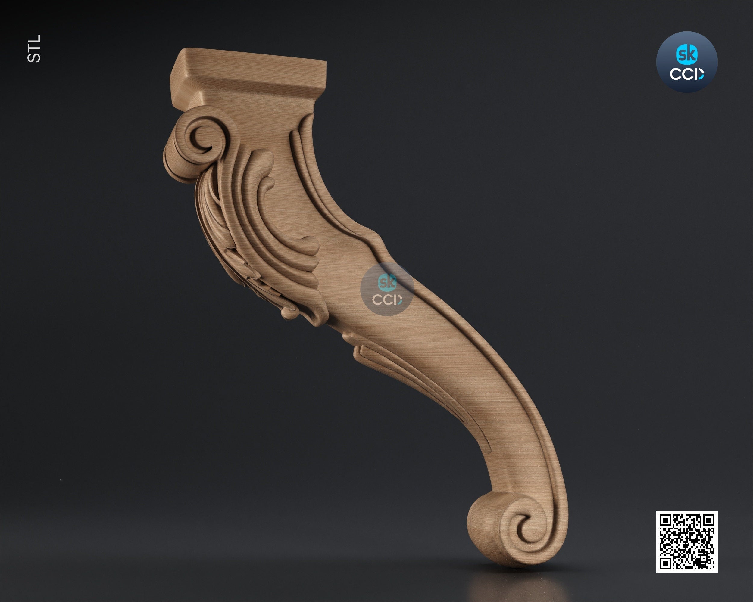 Furniture Leg 3D Model For Cnc Router, Wood Carving Digital File, Column Design, Model No. SKWL1016