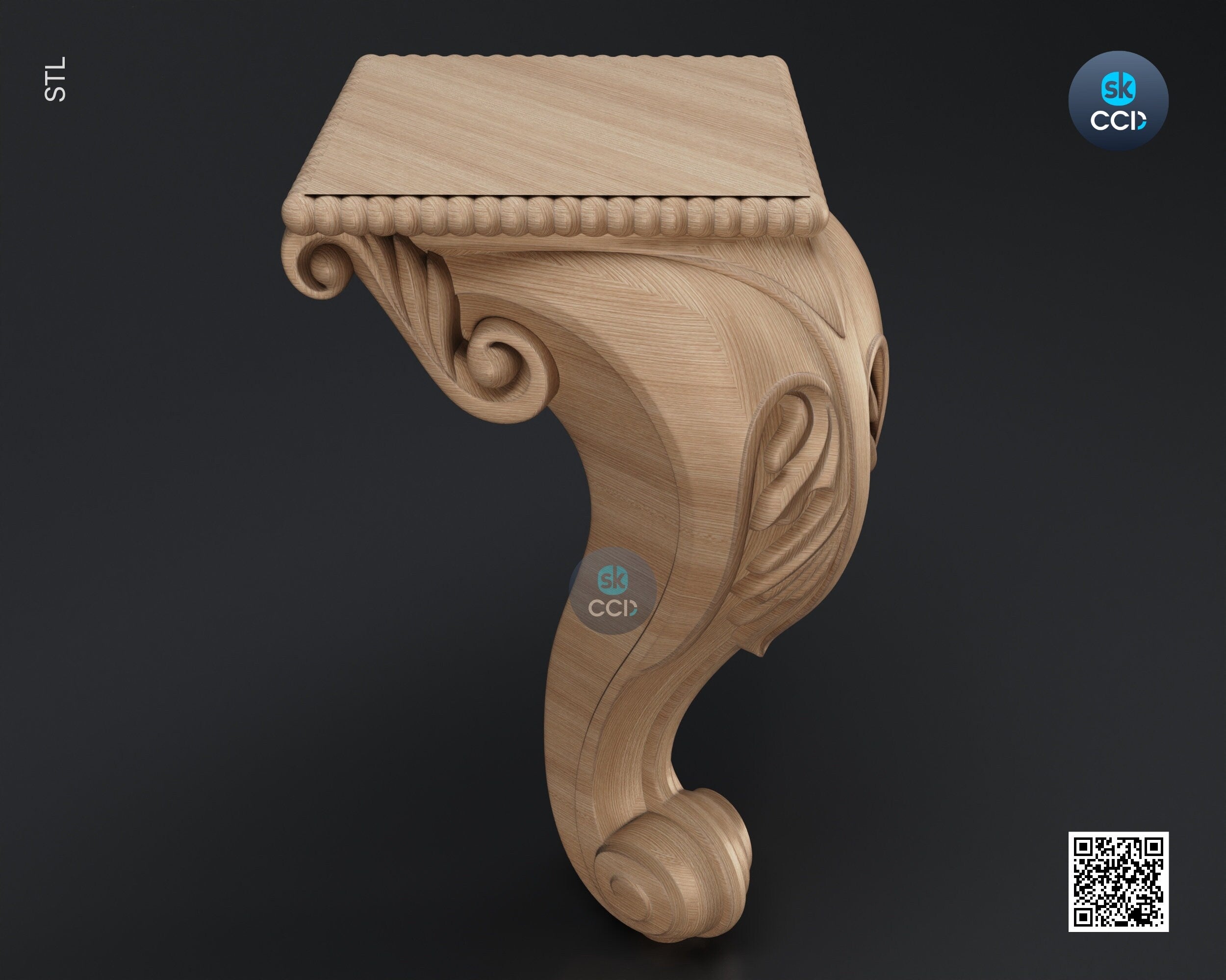 Furniture Leg 3D Model For Cnc Router, Wood Carving Digital File, Column Design, Model No. SKWL1020