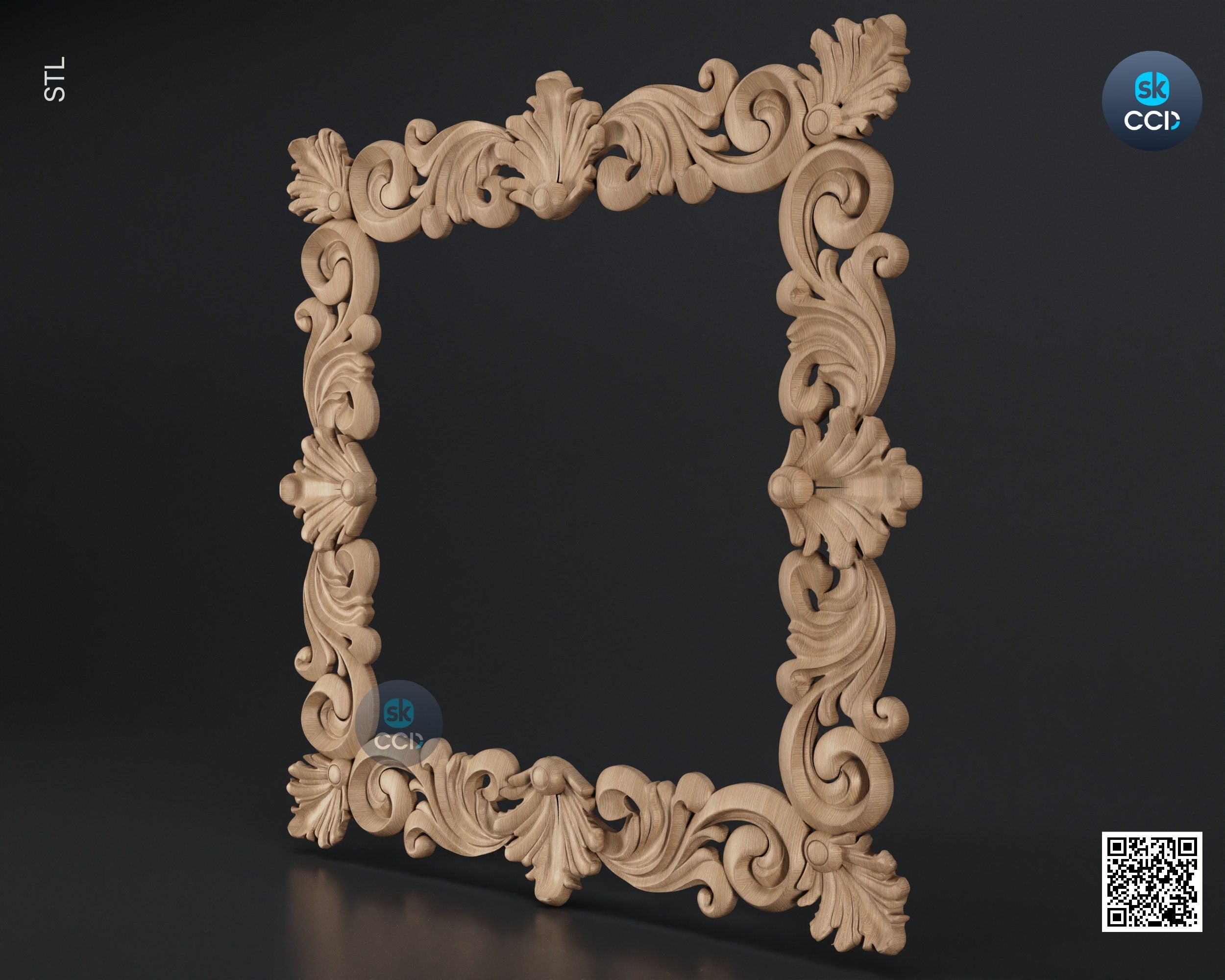 Carved Frame STL 3D Model, Carvign Frame, CNC Router Carving ArtCAM File, CNC files, Wood, Art, Wall Decor SKWF10257