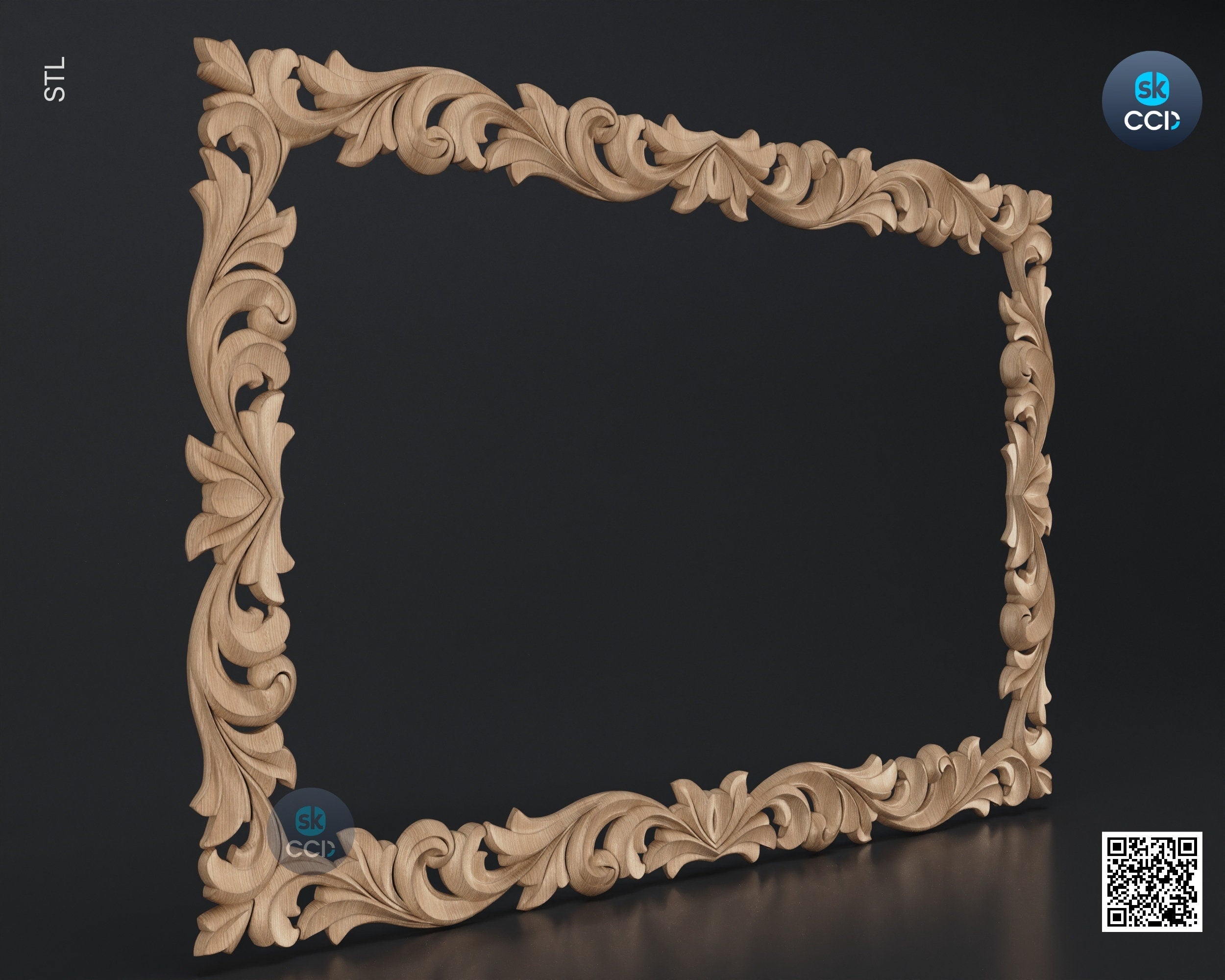 Carved Frame STL 3D Model, Carvign Frame, CNC Router Carving ArtCAM File, CNC files, Wood, Art, Wall Decor SKWF10155