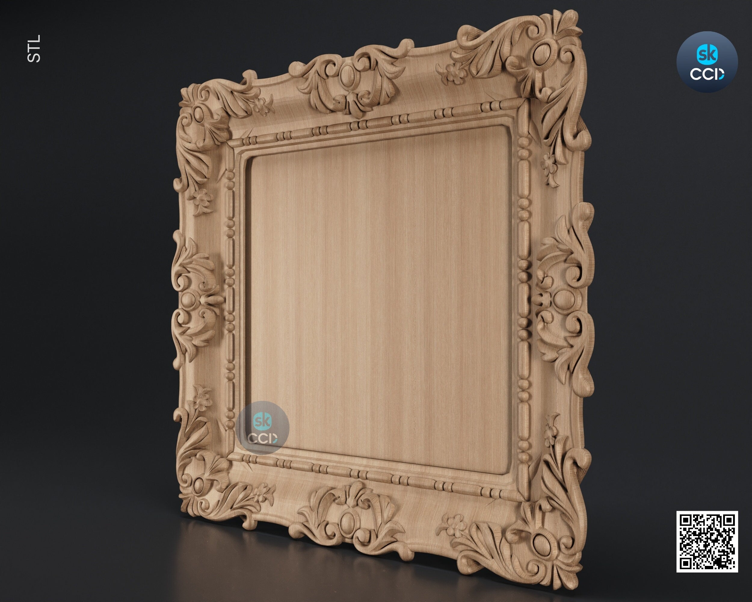 Carved Frame STL 3D Model, Carvign Frame, CNC Router Carving ArtCAM File, CNC files, Wood, Art, Wall Decor SKWF1057
