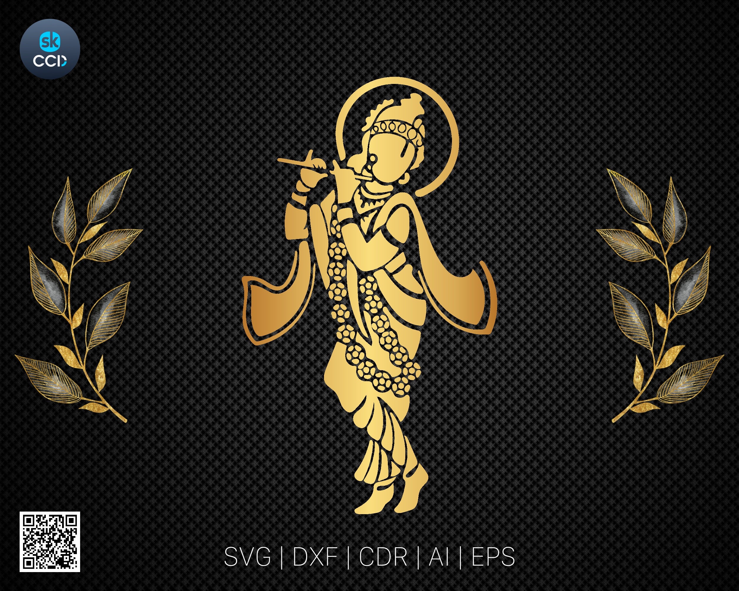 Krishna Indian God Wall Decor Laser Cutting DXF Vector Cnc Instant Download File Digital Design For Cnc Cutting